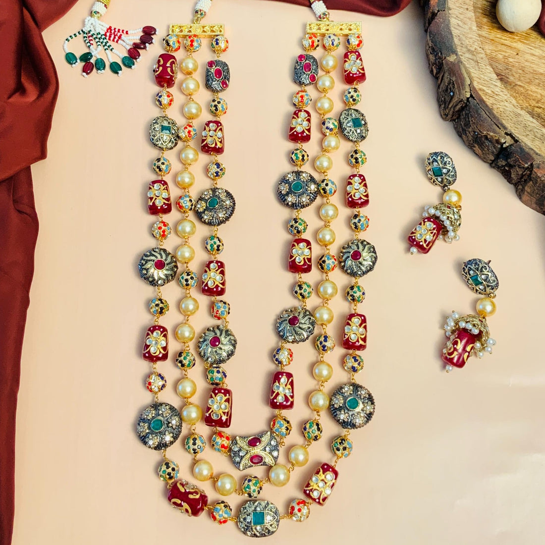 Finely Crafted High Quality Jaipuri Beads Multilayer Mala - Abdesignsjewellery