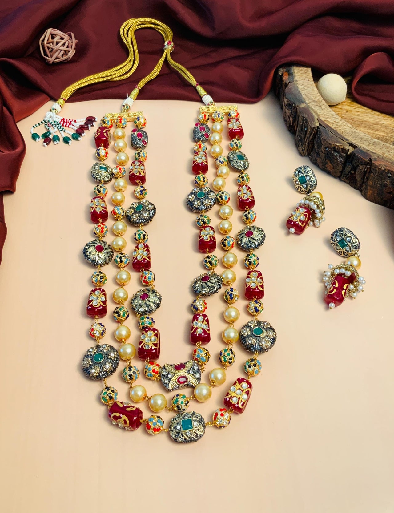 Finely Crafted High Quality Jaipuri Beads Multilayer Mala - Abdesignsjewellery