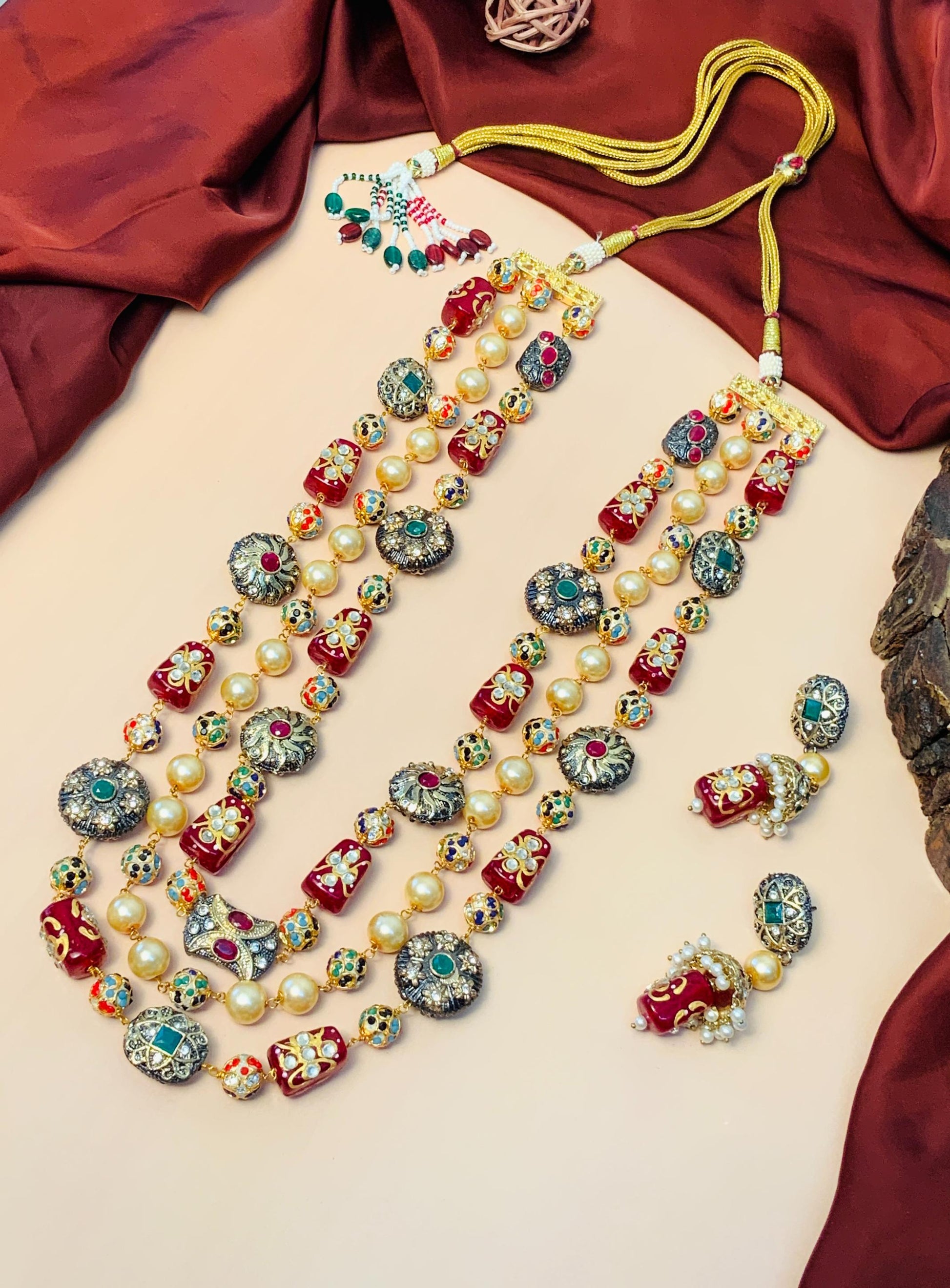 Finely Crafted High Quality Jaipuri Beads Multilayer Mala - Abdesignsjewellery