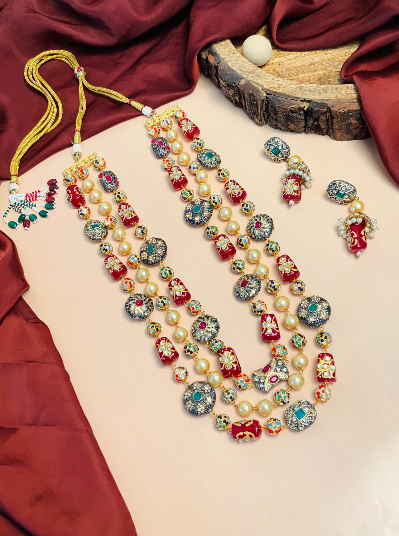 Finely Crafted High Quality Jaipuri Beads Multilayer Mala - Abdesignsjewellery