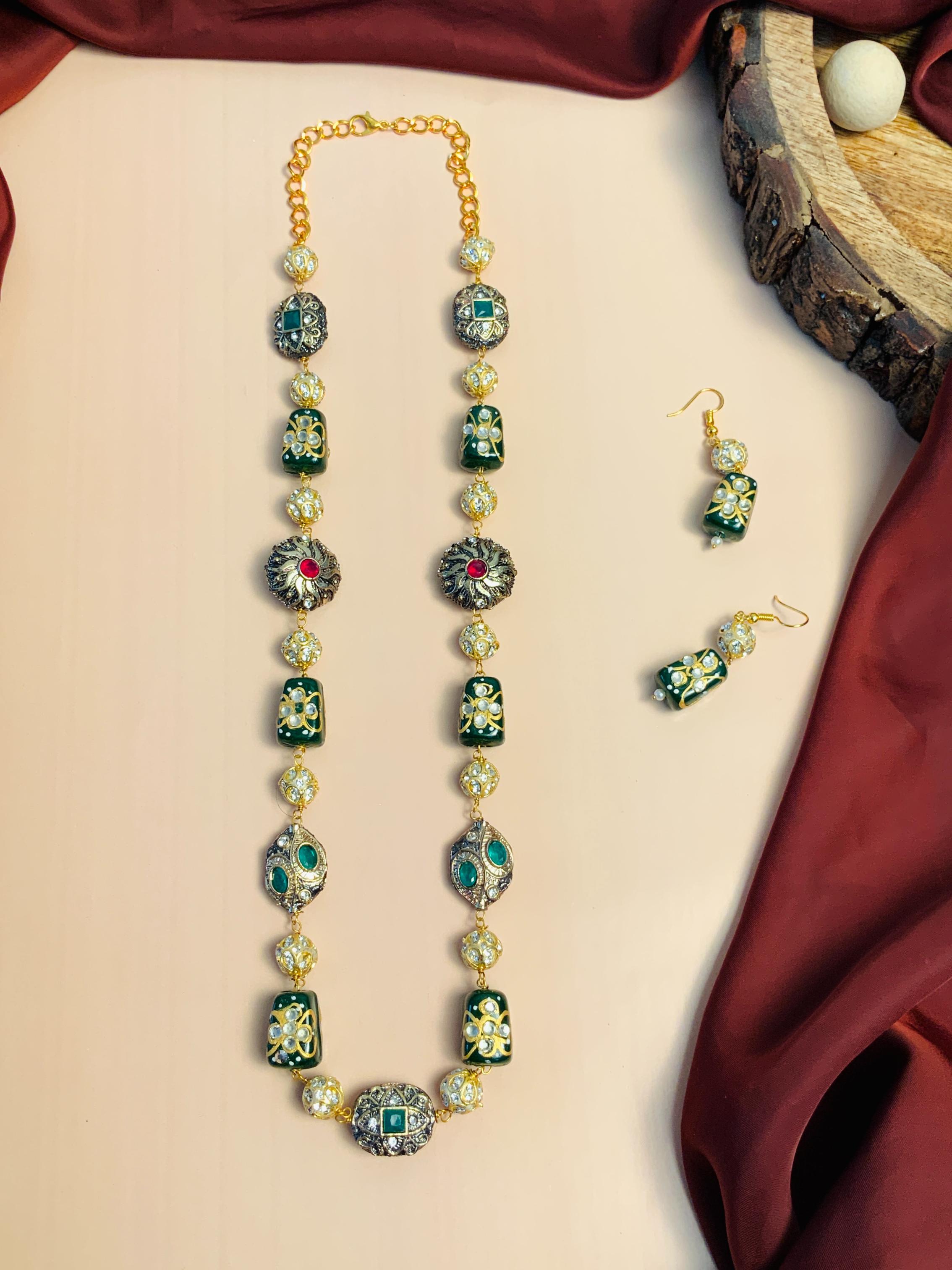 Traditional High Quality Green Jaipuri Stone Mala