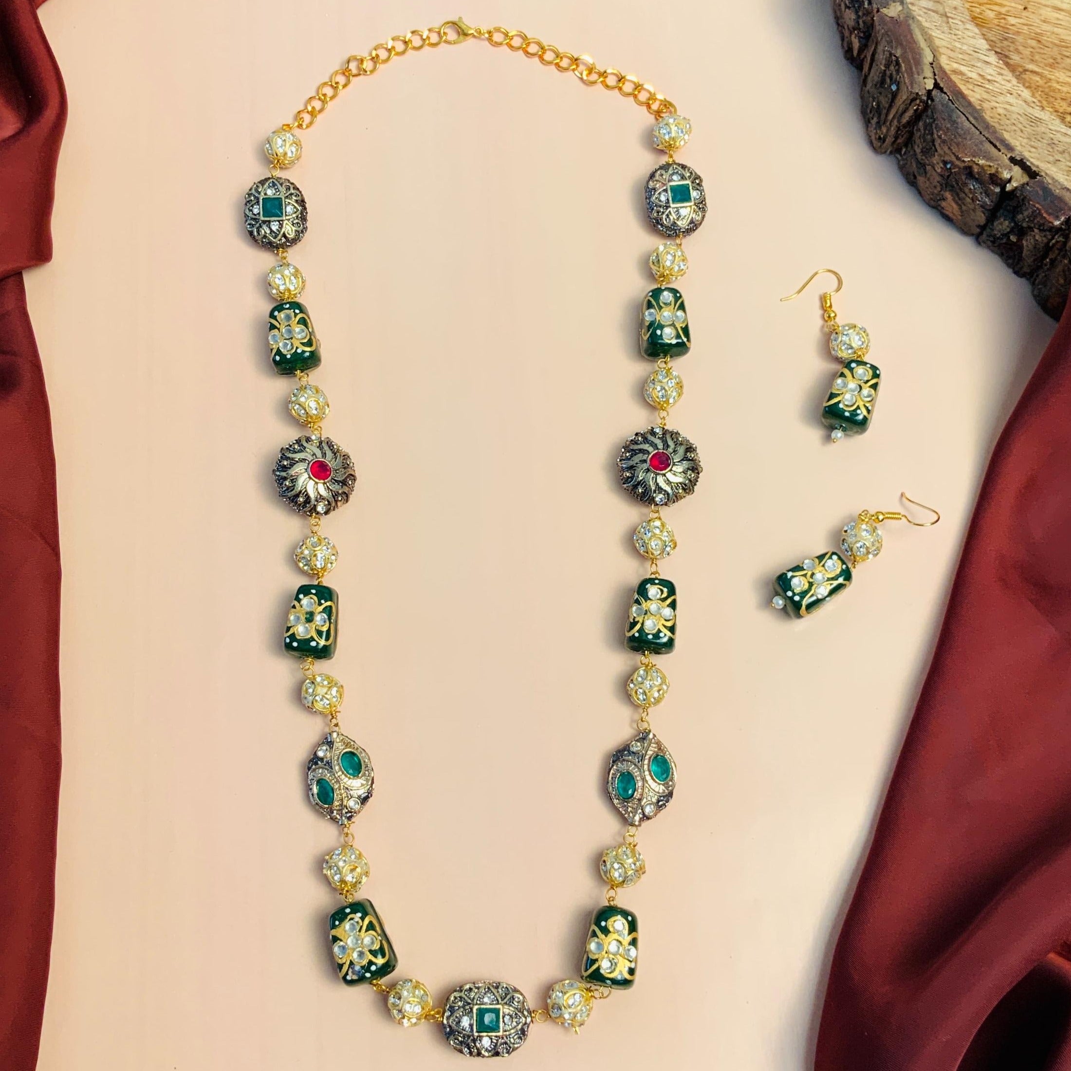 Traditional High Quality Green Jaipuri Stone Mala