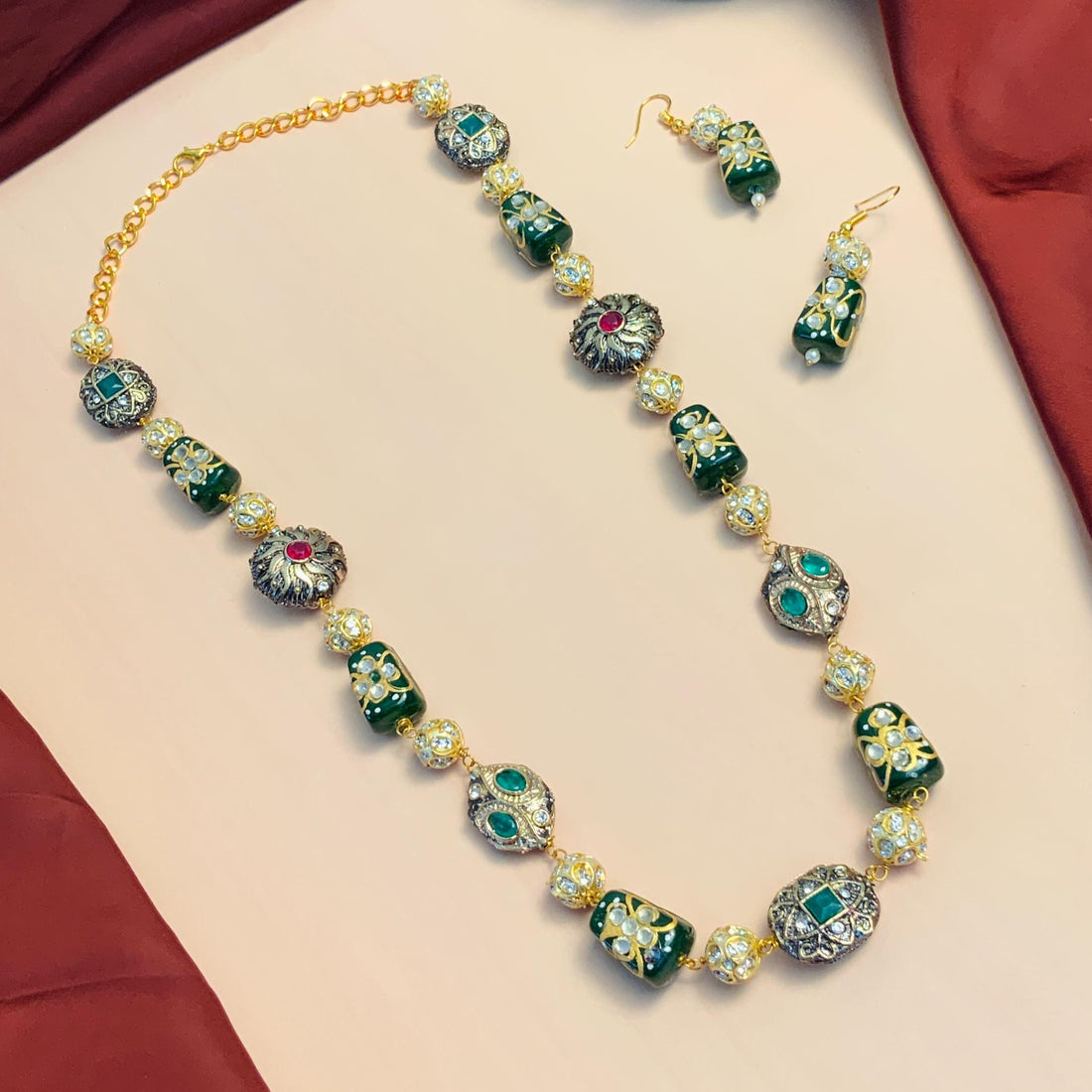 Traditional High Quality Green Jaipuri Stone Mala