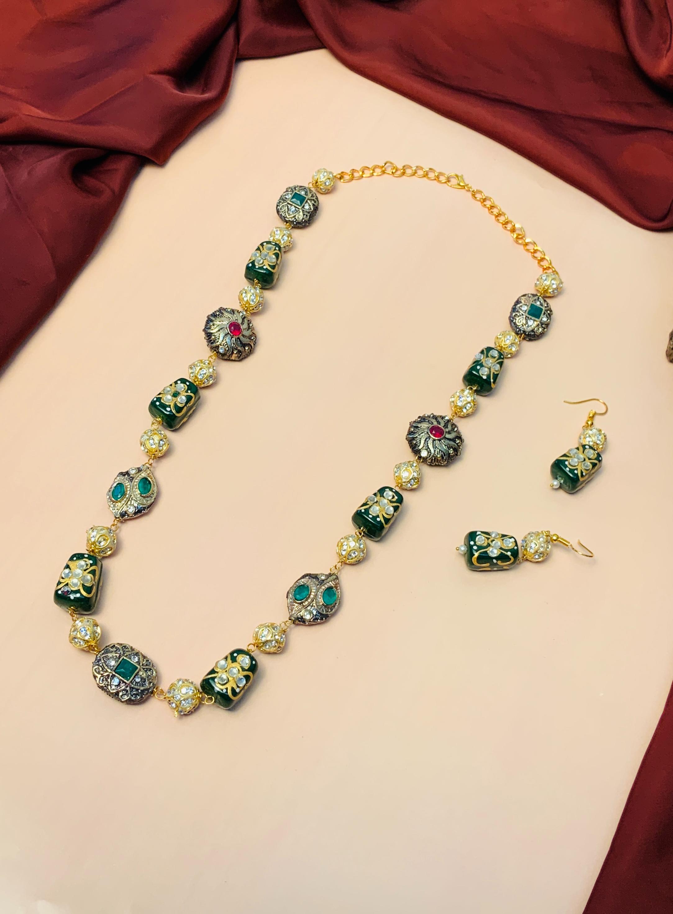 Traditional High Quality Green Jaipuri Stone Mala