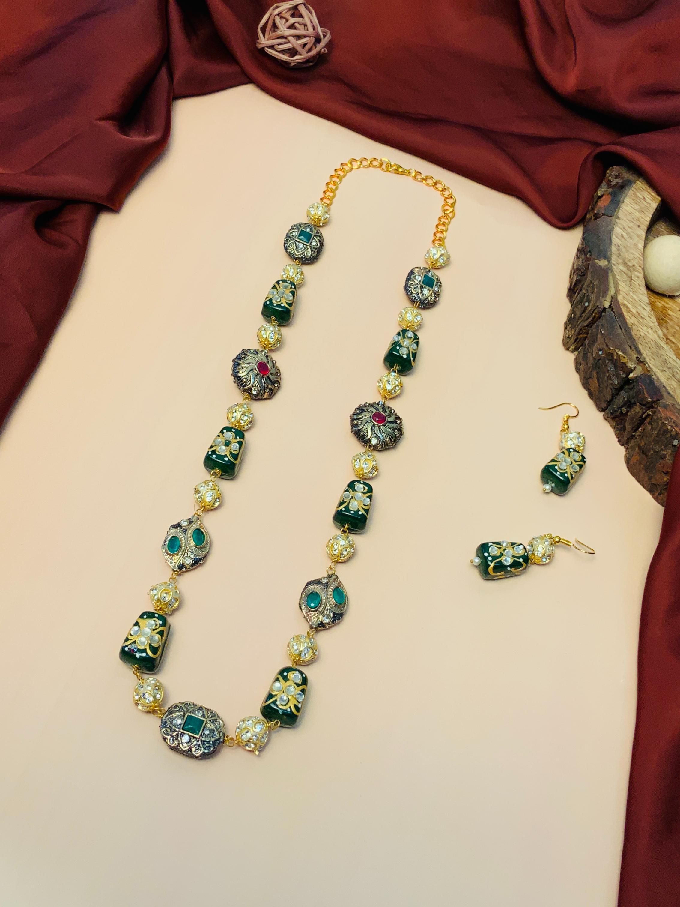 Traditional High Quality Green Jaipuri Stone Mala