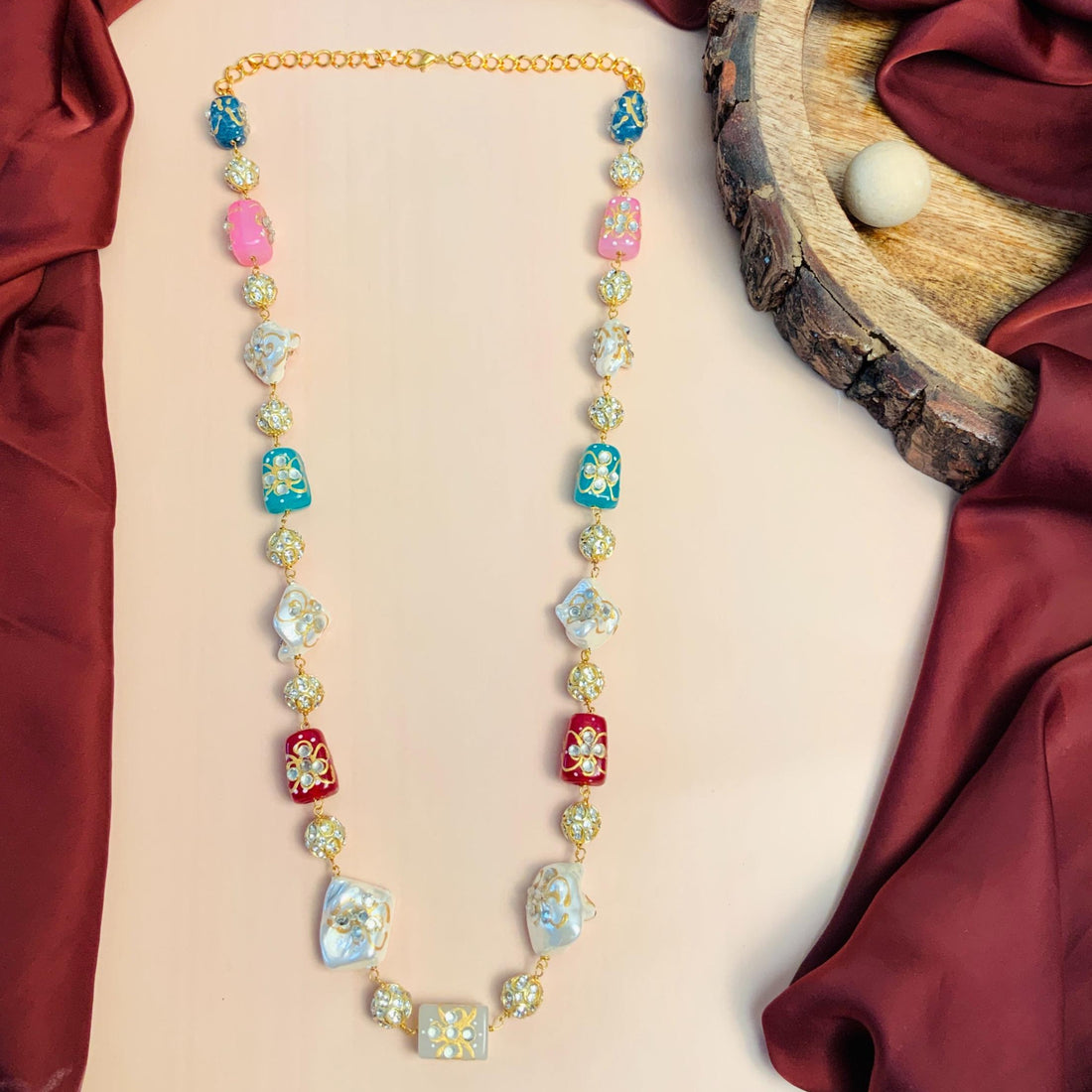 Handcrafted Jaipuri Colourful Baroque Pearl Beads Mala - Abdesignsjewellery