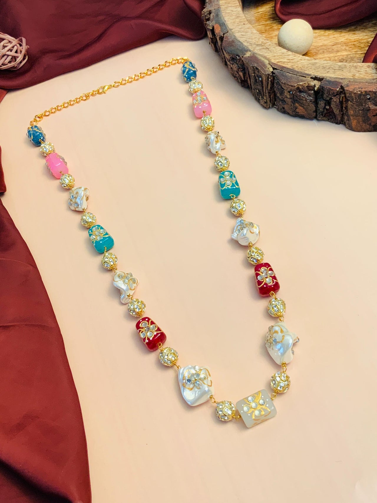 Handcrafted Jaipuri Colourful Baroque Pearl Beads Mala