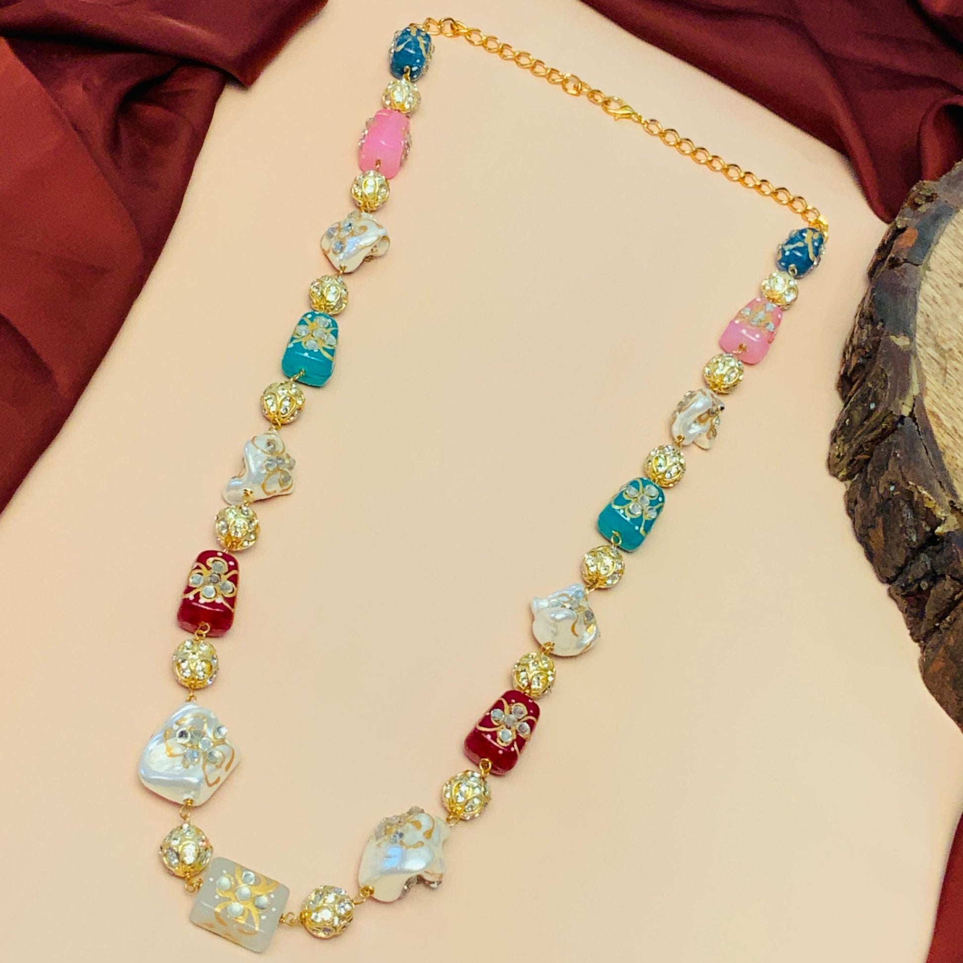 Handcrafted Jaipuri Colourful Baroque Pearl Beads Mala - Abdesignsjewellery