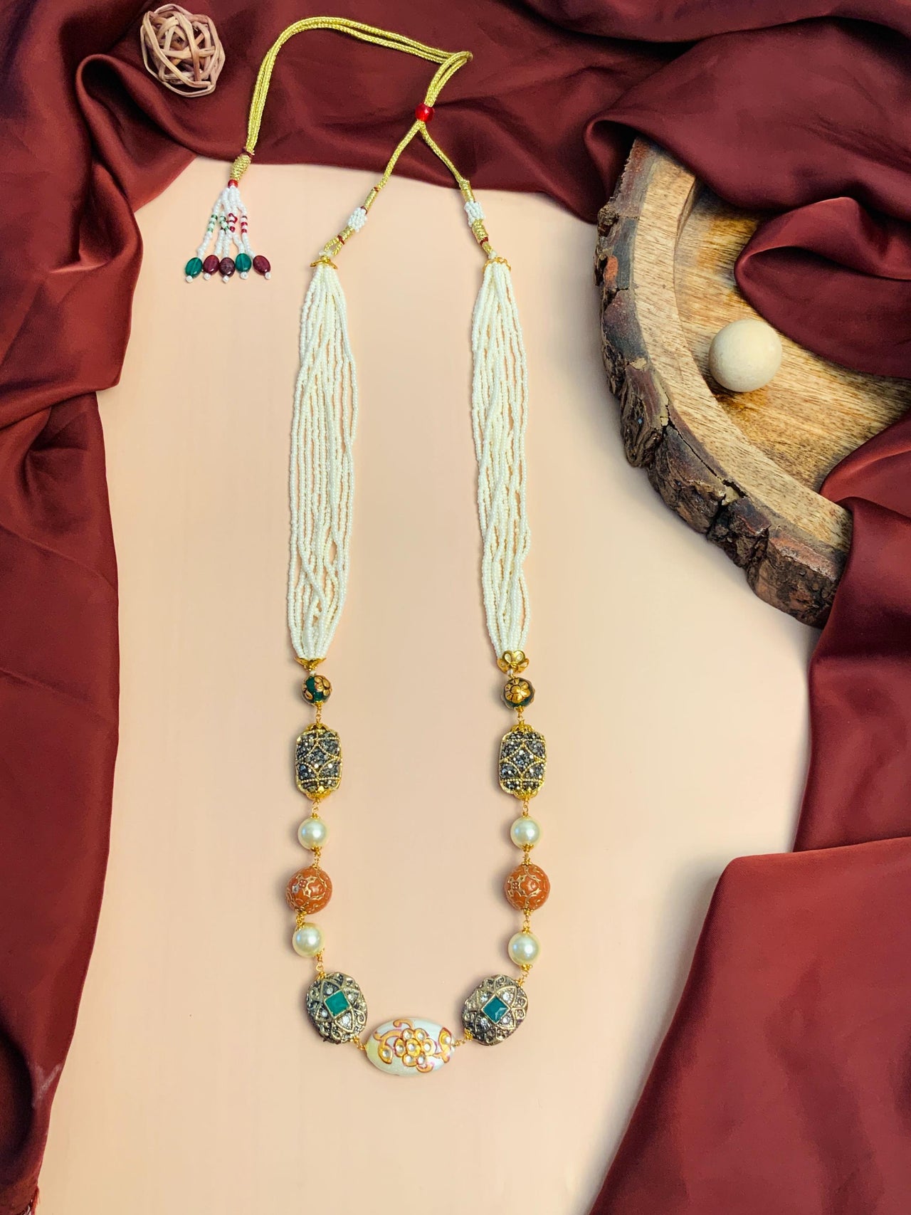 Elegantly Crafted High Quality Jaipuri Colourful Baroque Pearl Beads Mala