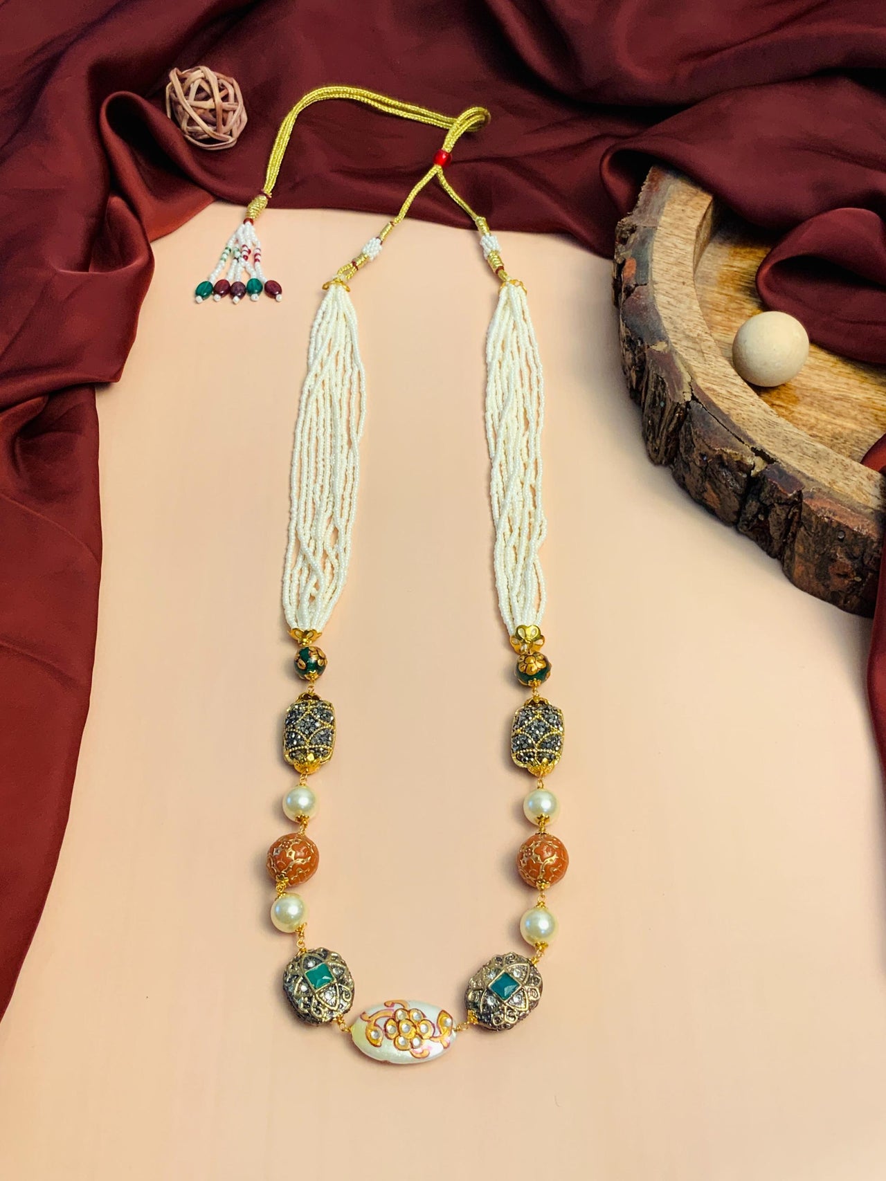Elegantly Crafted High Quality Jaipuri Colourful Baroque Pearl Beads Mala
