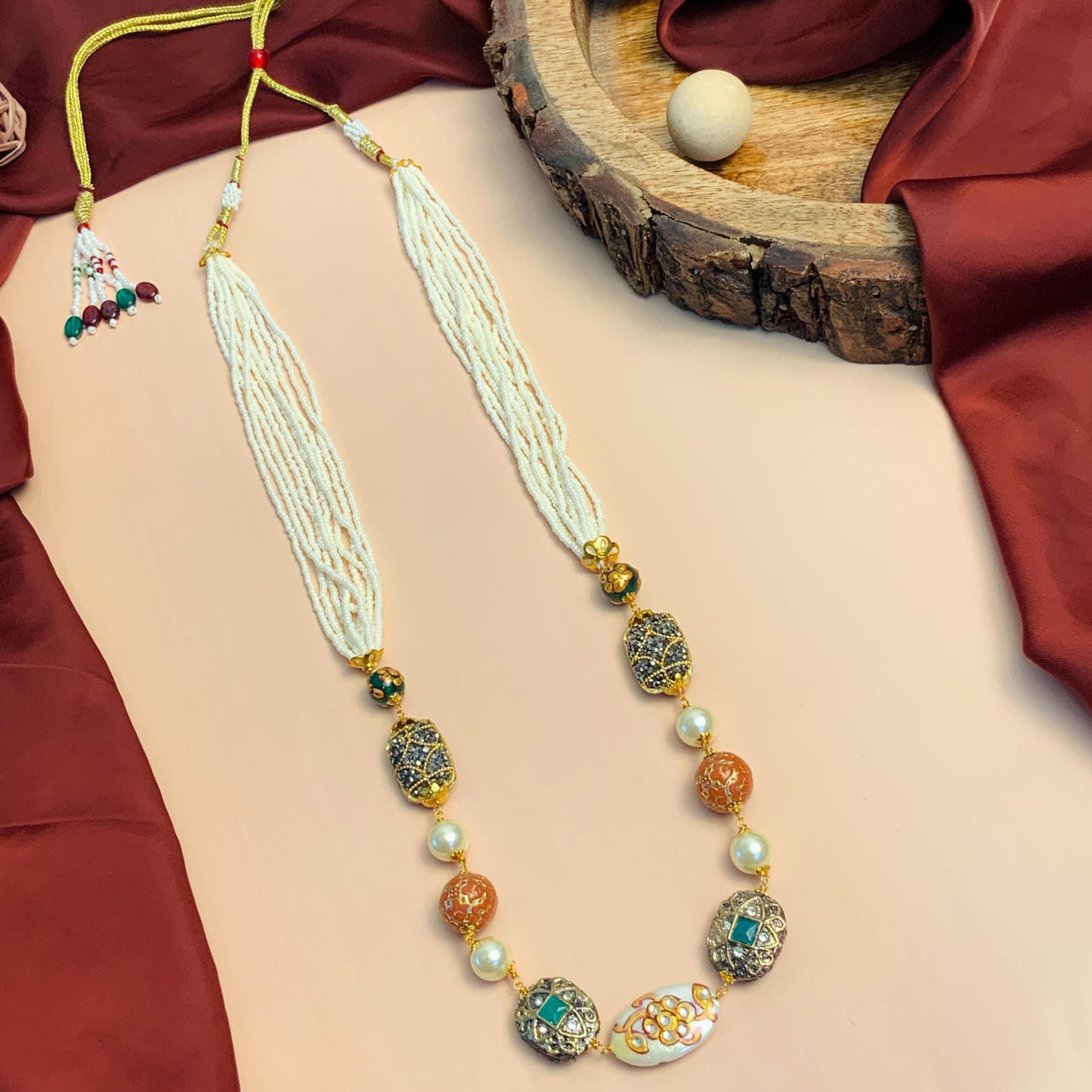 Elegantly Crafted High Quality Jaipuri Colourful Baroque Pearl Beads Mala - Abdesignsjewellery