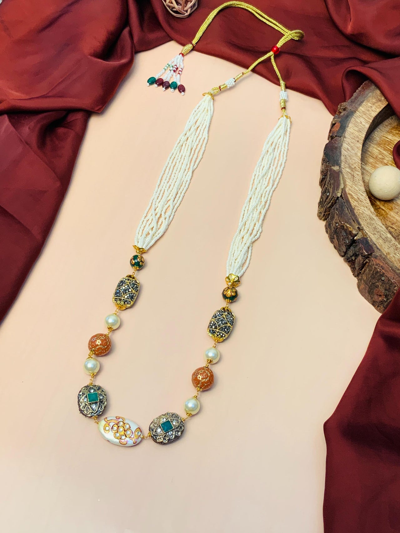 Elegantly Crafted High Quality Jaipuri Colourful Baroque Pearl Beads Mala - Abdesignsjewellery