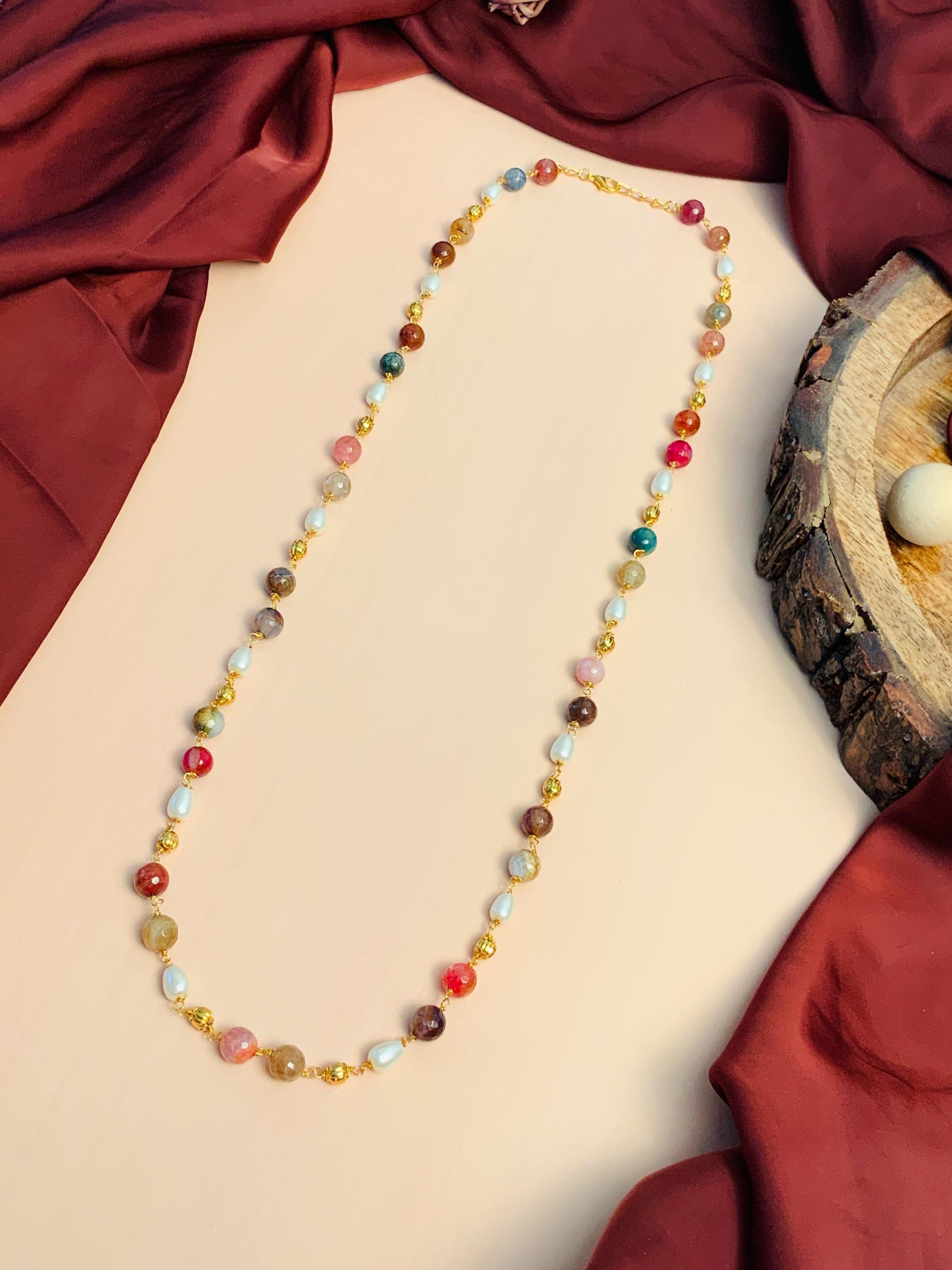 Contemporary High Quality Colourful Baroque Pearl Beads Mala - Abdesignsjewellery