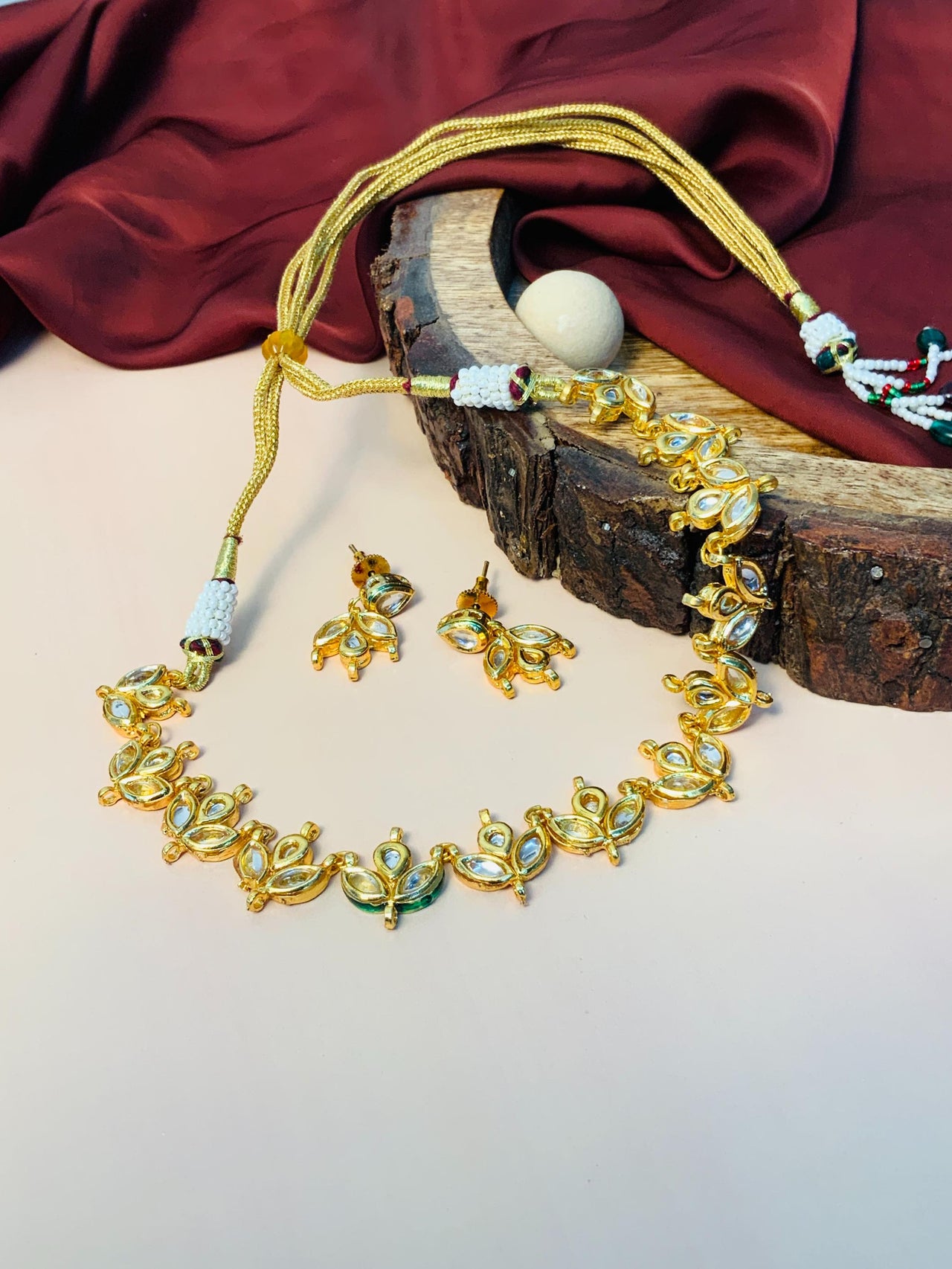Premium Gold Plated Polki Chocker Necklace