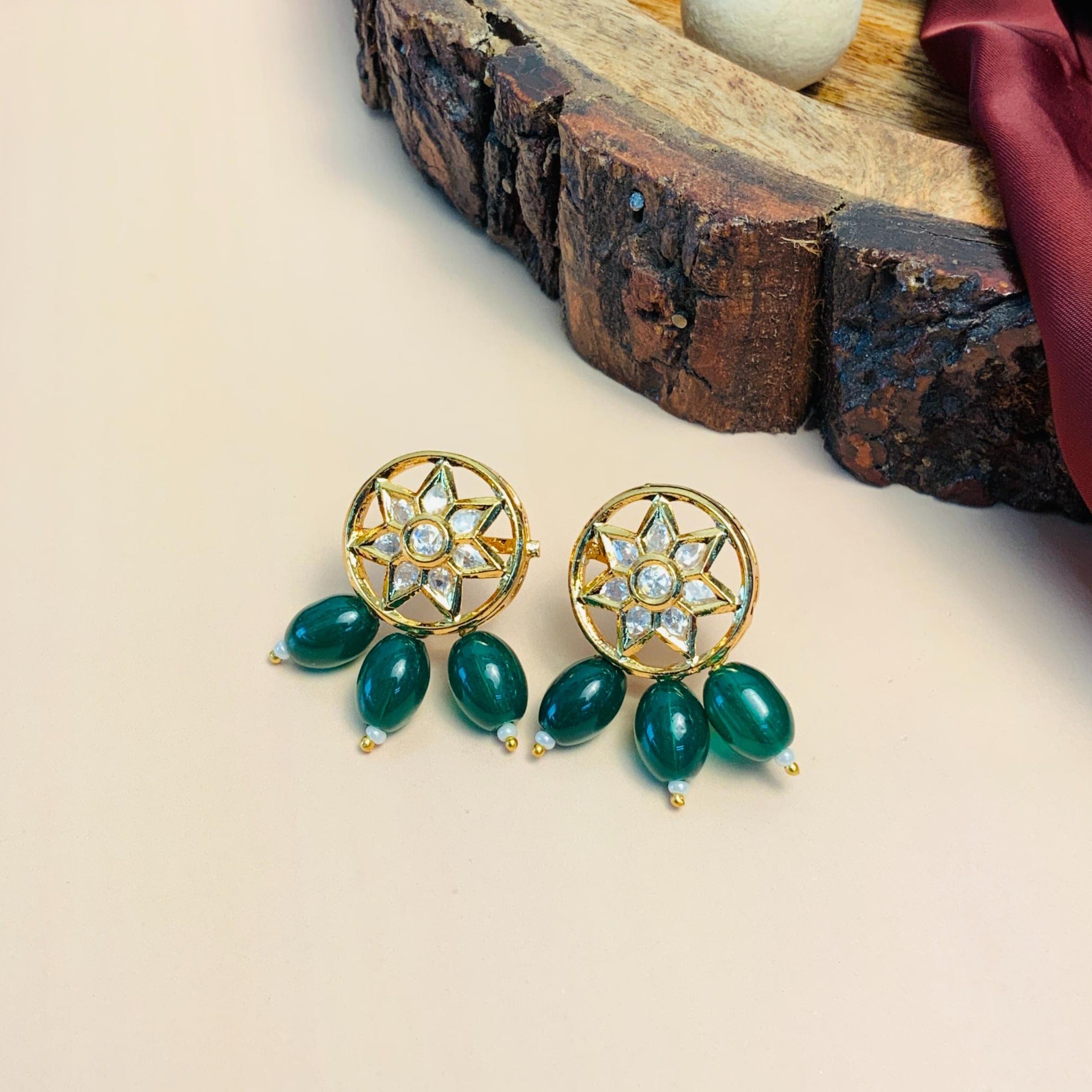 Stunning Gold Plated Kundan Studded Necklace Set Ring