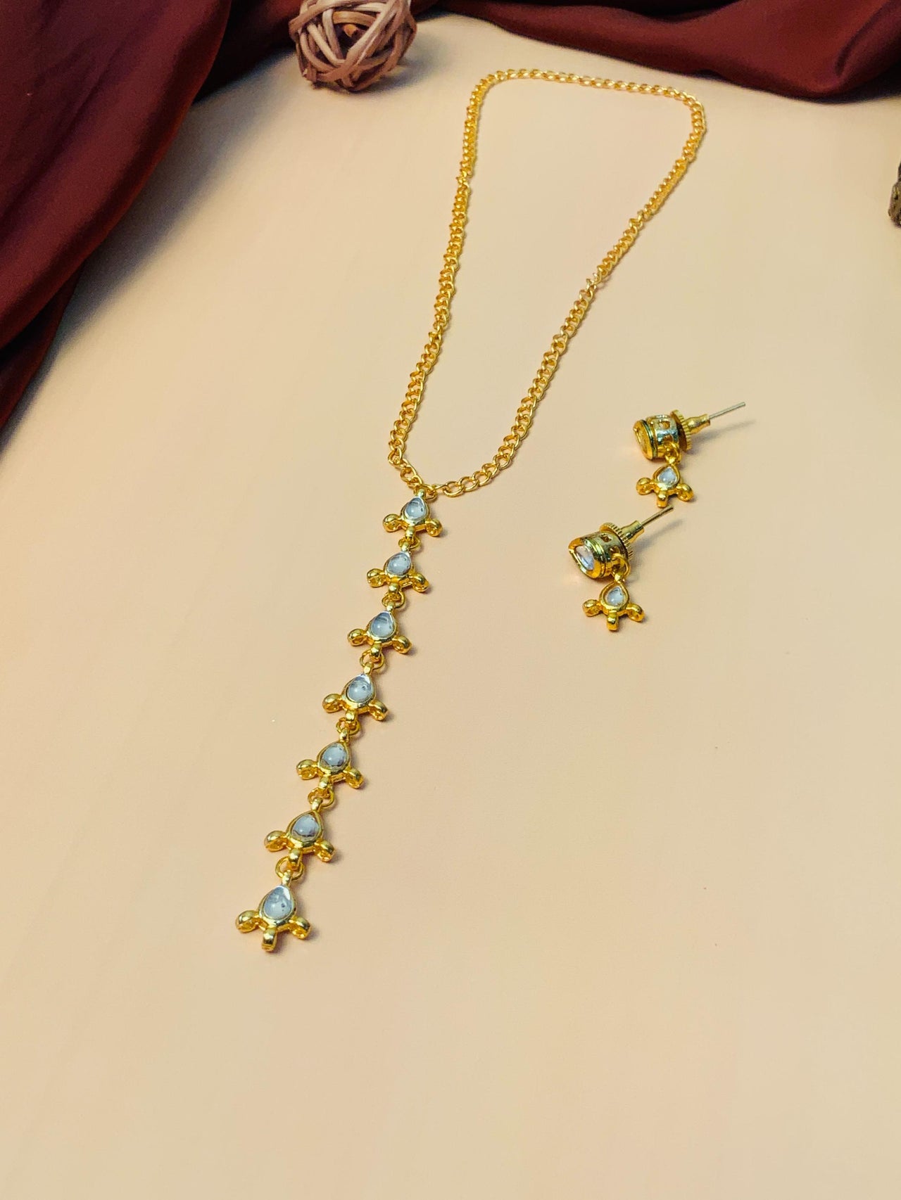 Alluring Long Kundan Gold Plated Necklace - Abdesignsjewellery