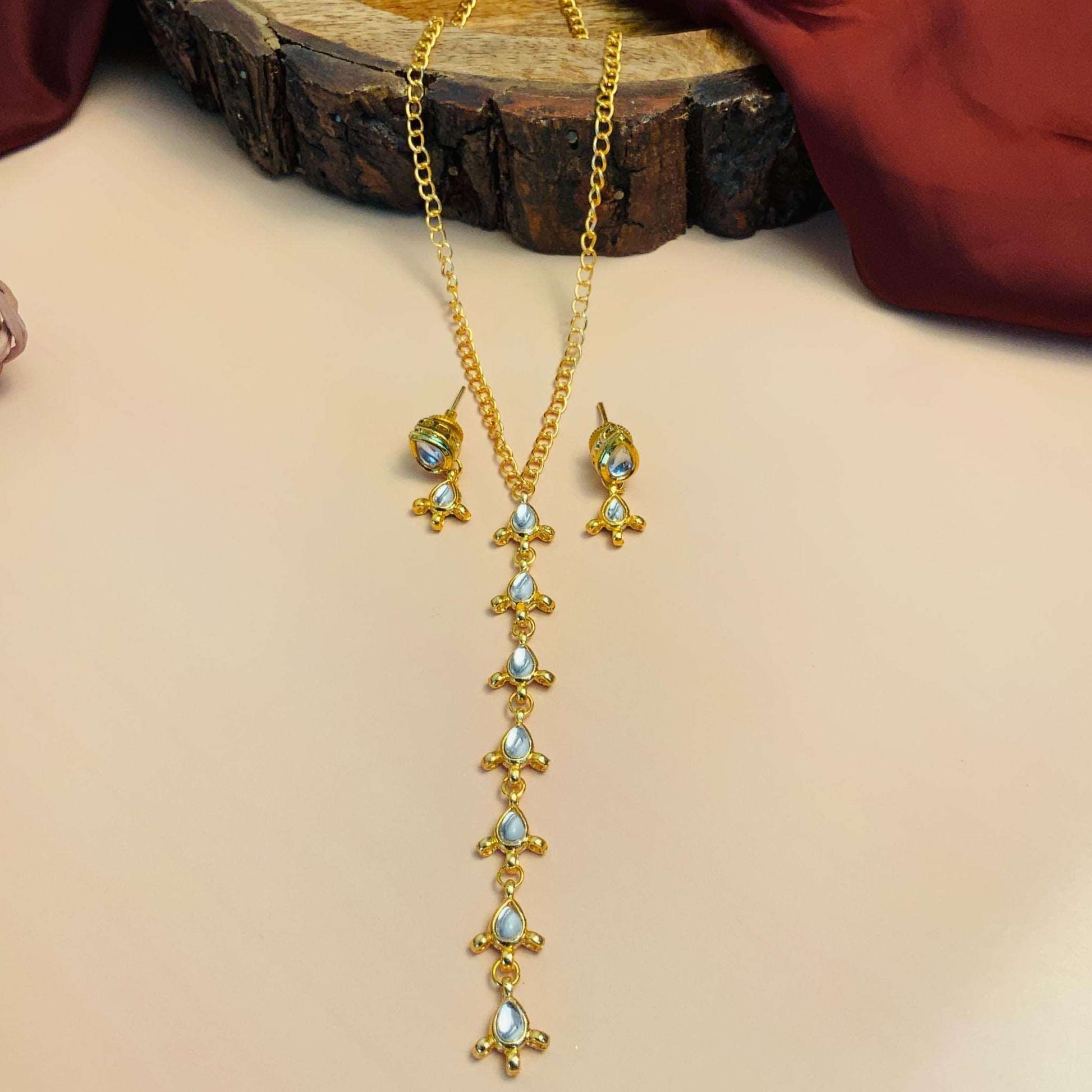 Alluring Long Kundan Gold Plated Necklace - Abdesignsjewellery