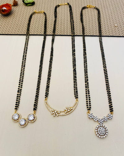 Beautiful Gold Plated American Diamond Mangalsutra Combo