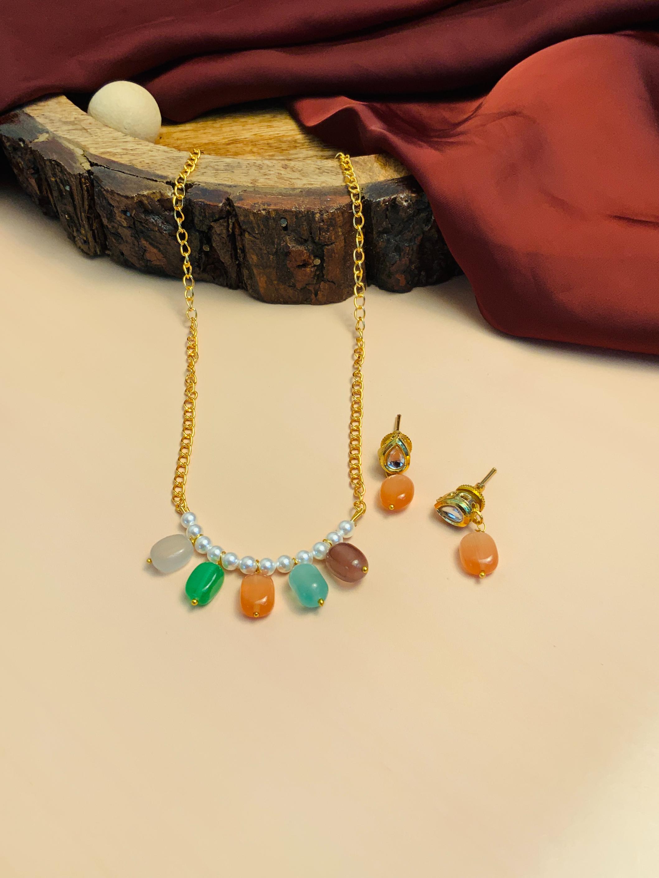 Stylish Elisa Multi Stone Contemporary Necklace - Abdesignsjewellery