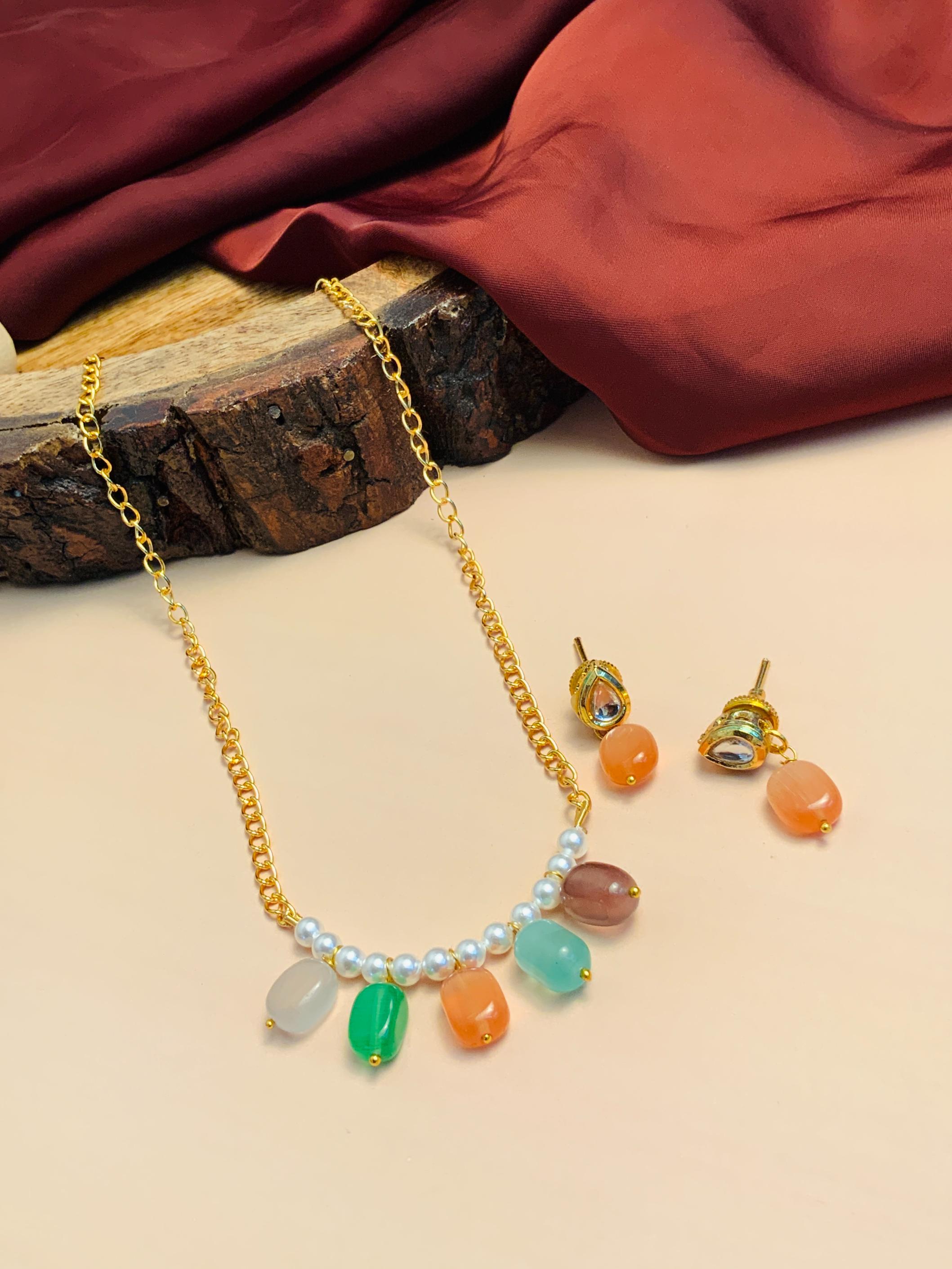 Stylish Elisa Multi Stone Contemporary Necklace - Abdesignsjewellery