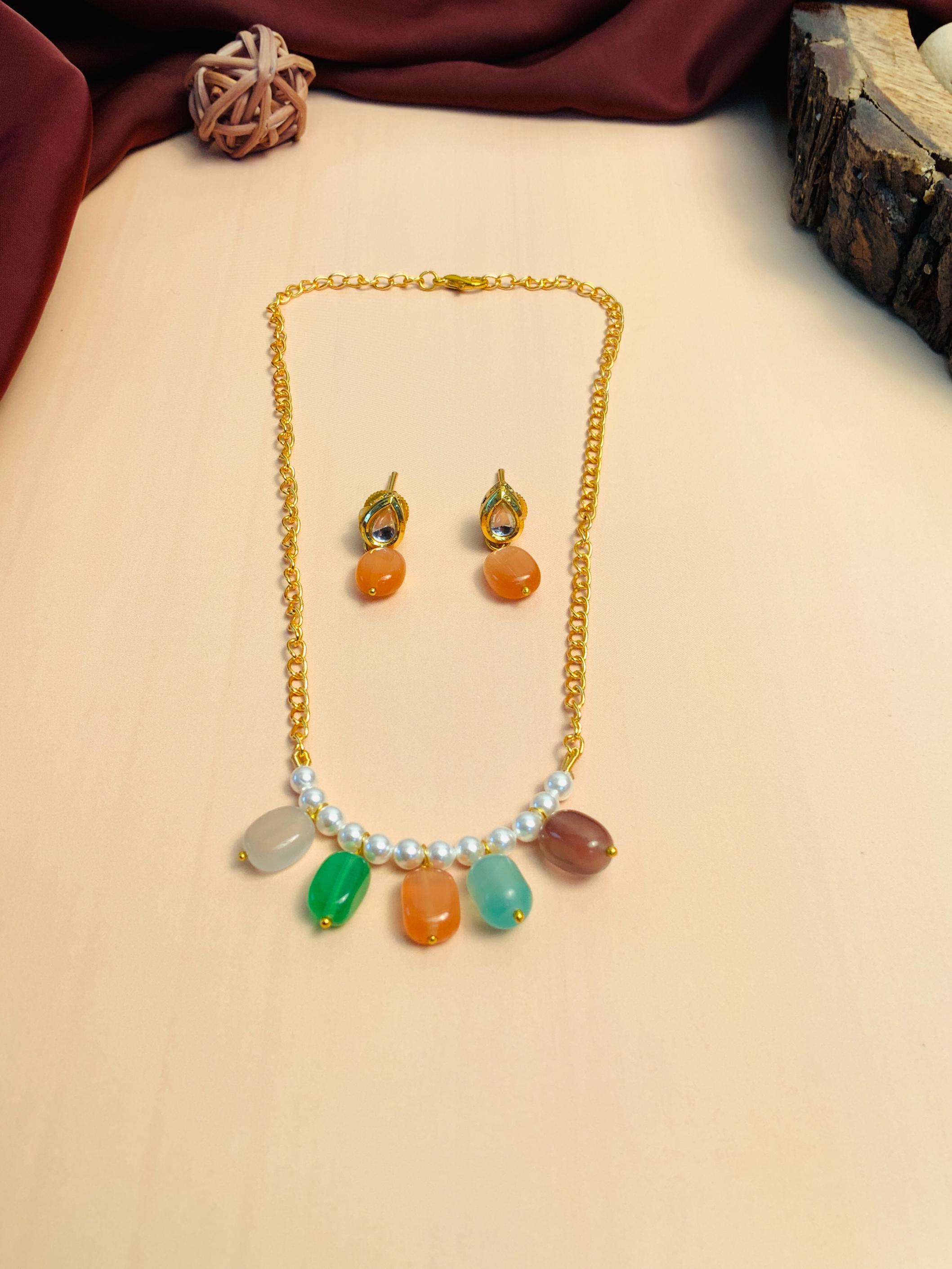 Stylish Elisa Multi Stone Contemporary Necklace - Abdesignsjewellery