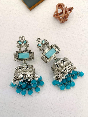 Timeless German Silver Plated Jhumka Earrings