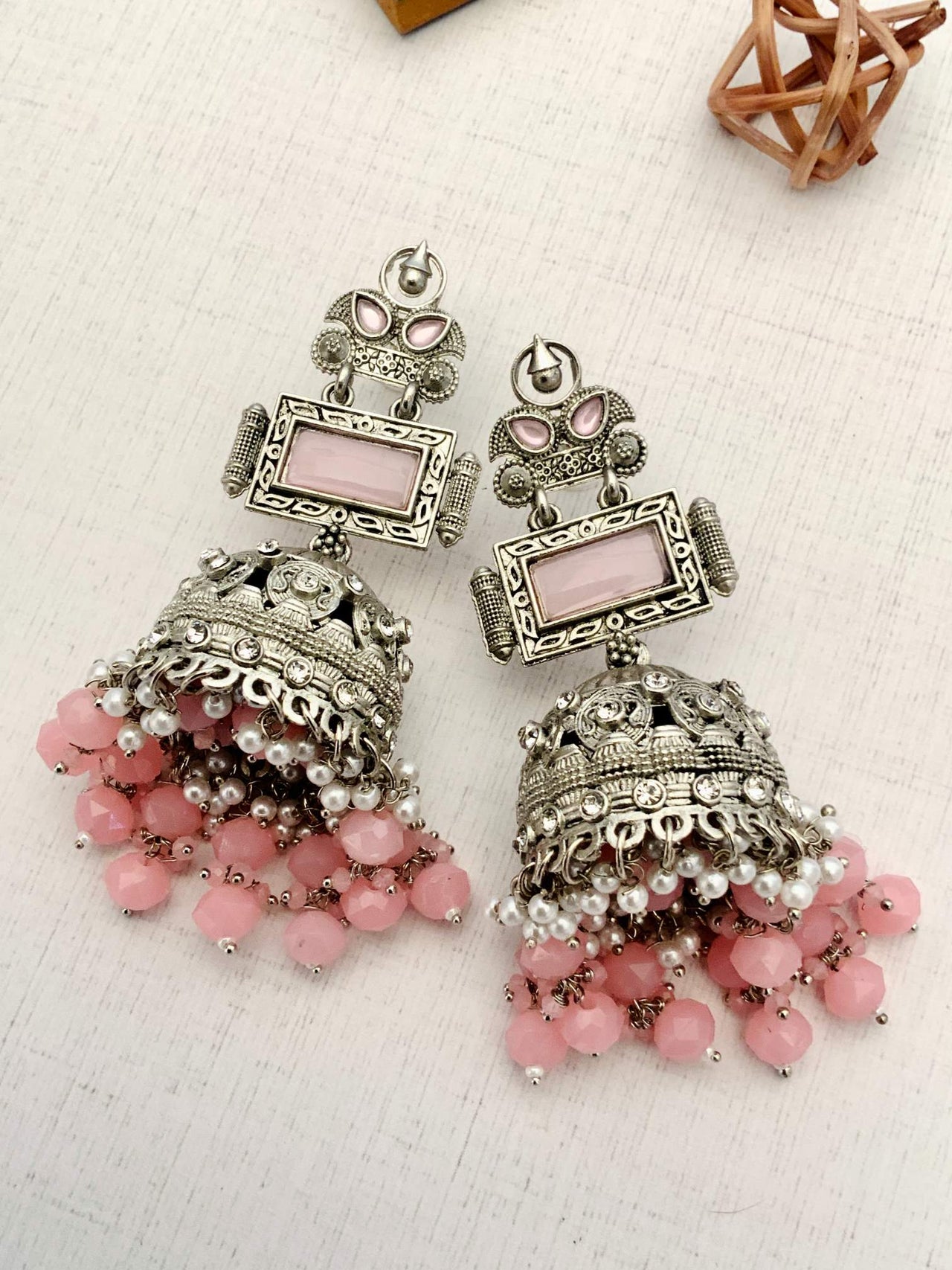 Timeless German Silver Plated Jhumka Earrings