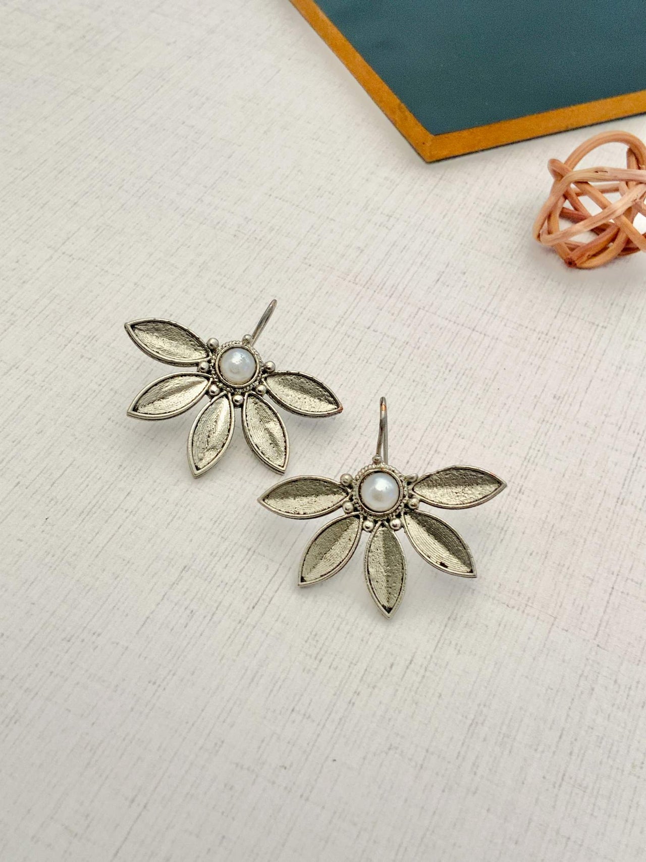 Delicate German Silver Plated Flower Earrings