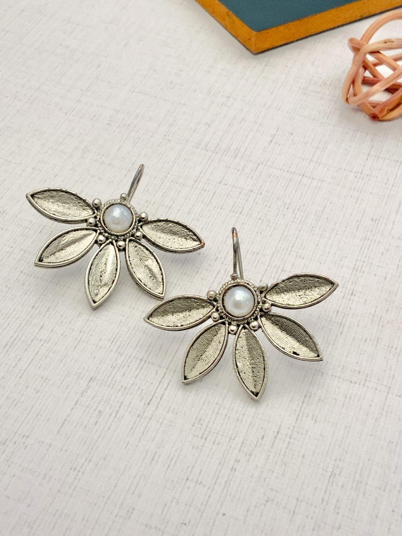 Delicate German Silver Plated Flower Earrings