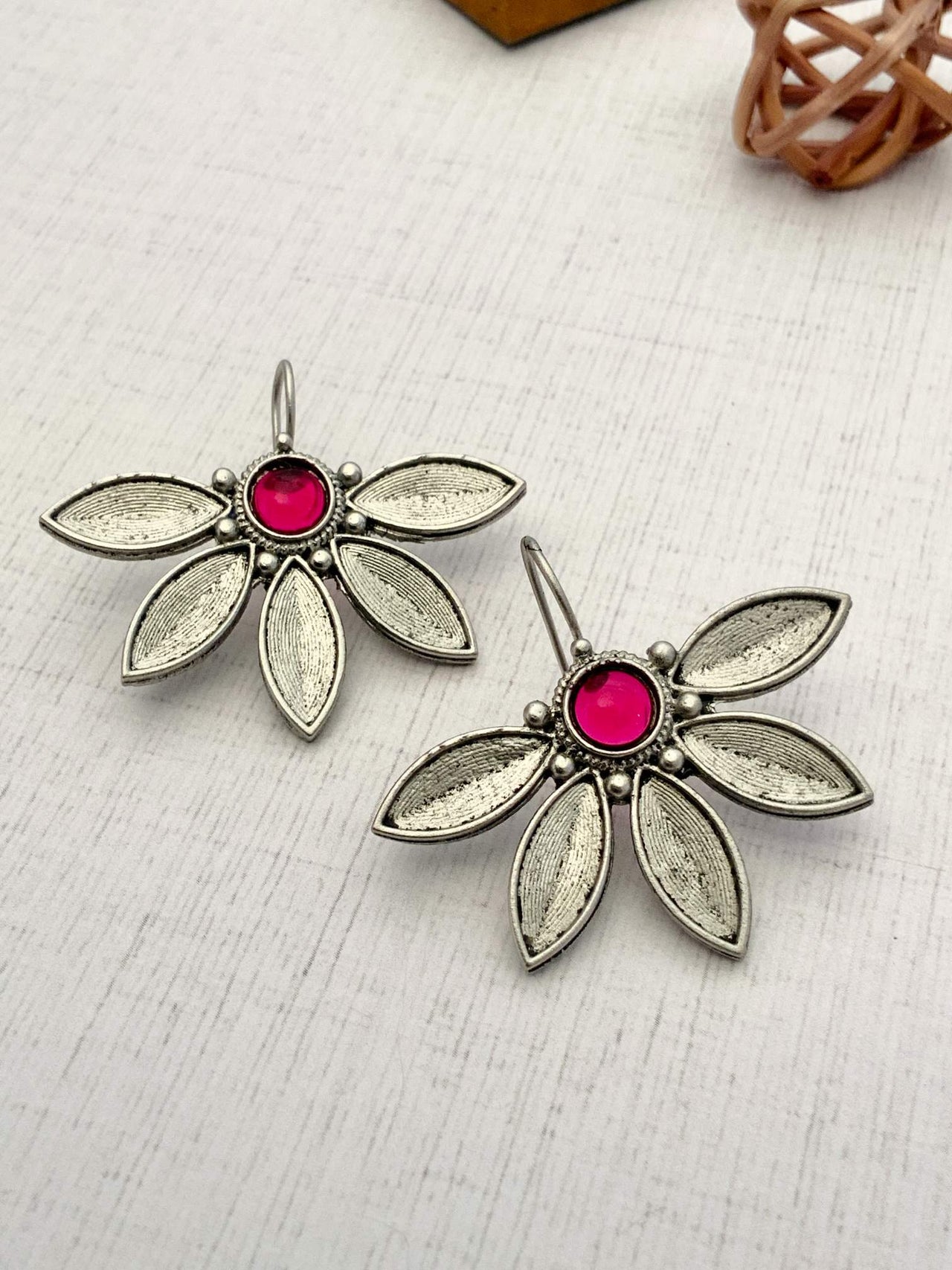 Delicate German Silver Plated Flower Earrings