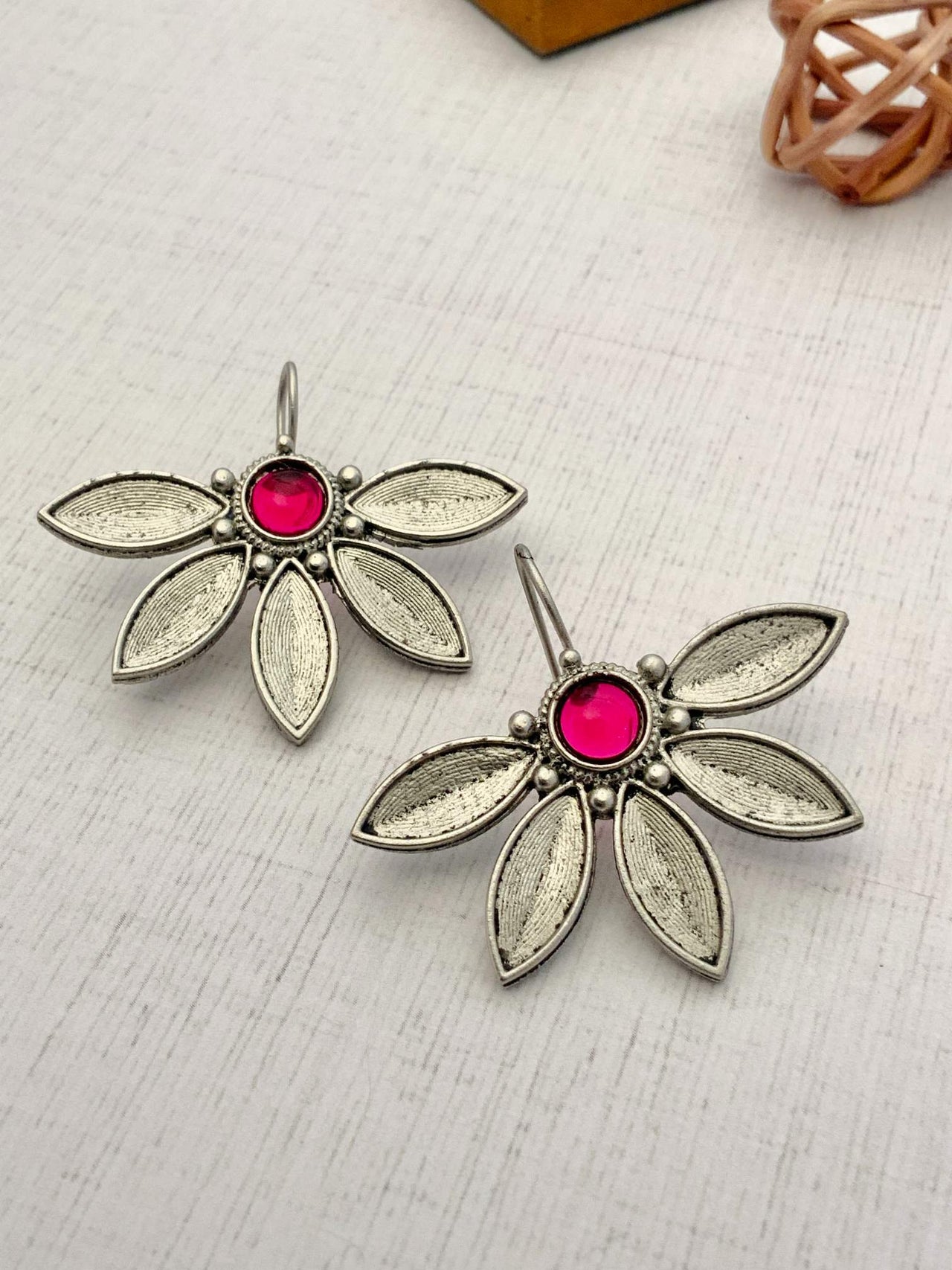 Delicate German Silver Plated Flower Earrings