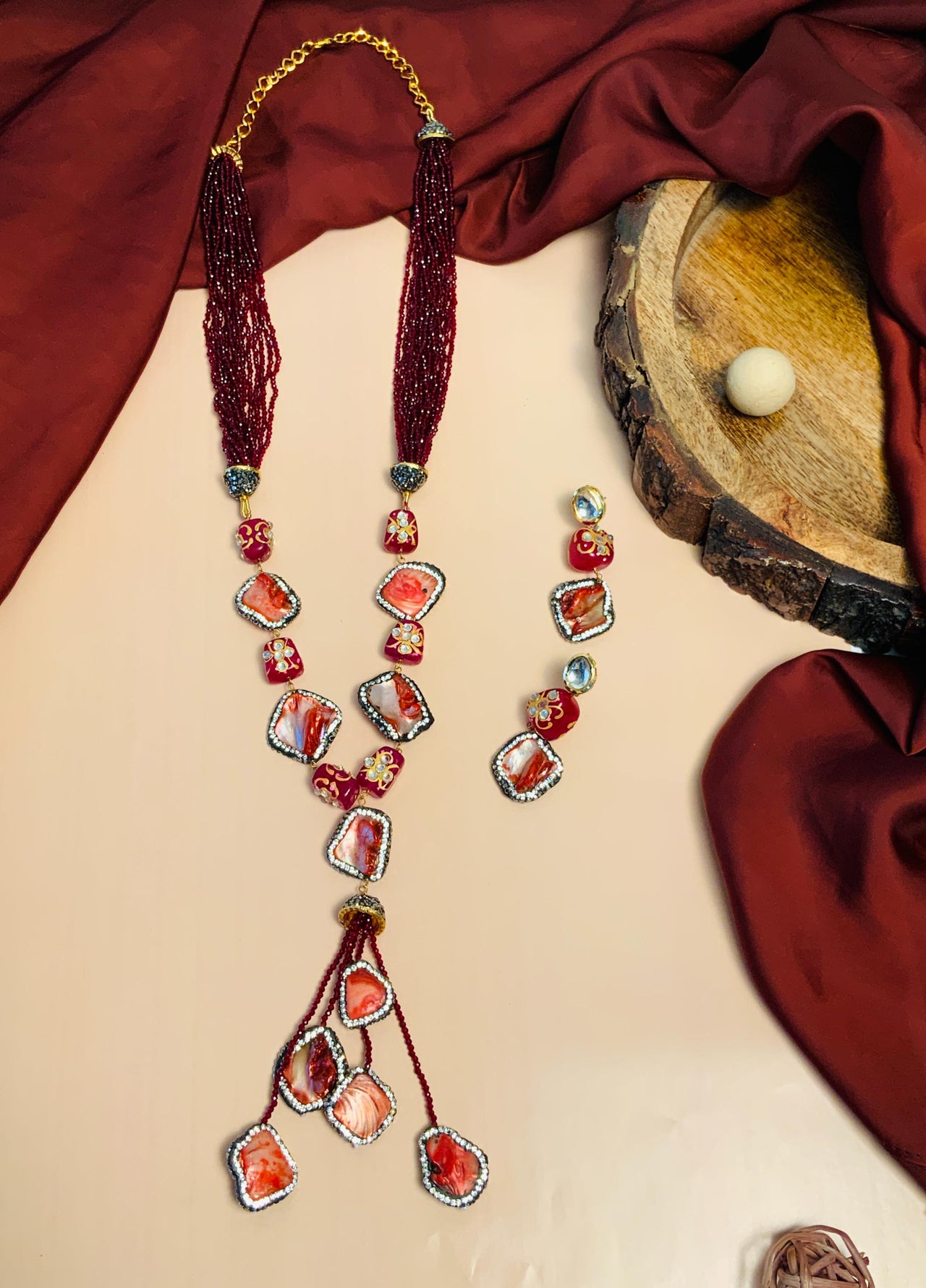 Fascinating Ruby Fancy Pearl Chain Jaipuri Beads Mala