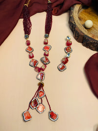 Thumbnail for Fascinating Ruby Fancy Pearl Chain Jaipuri Beads Mala