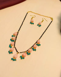 Thumbnail for Enchanting Gold Plated Pink Lotus Mangalsutra - Abdesignsjewellery