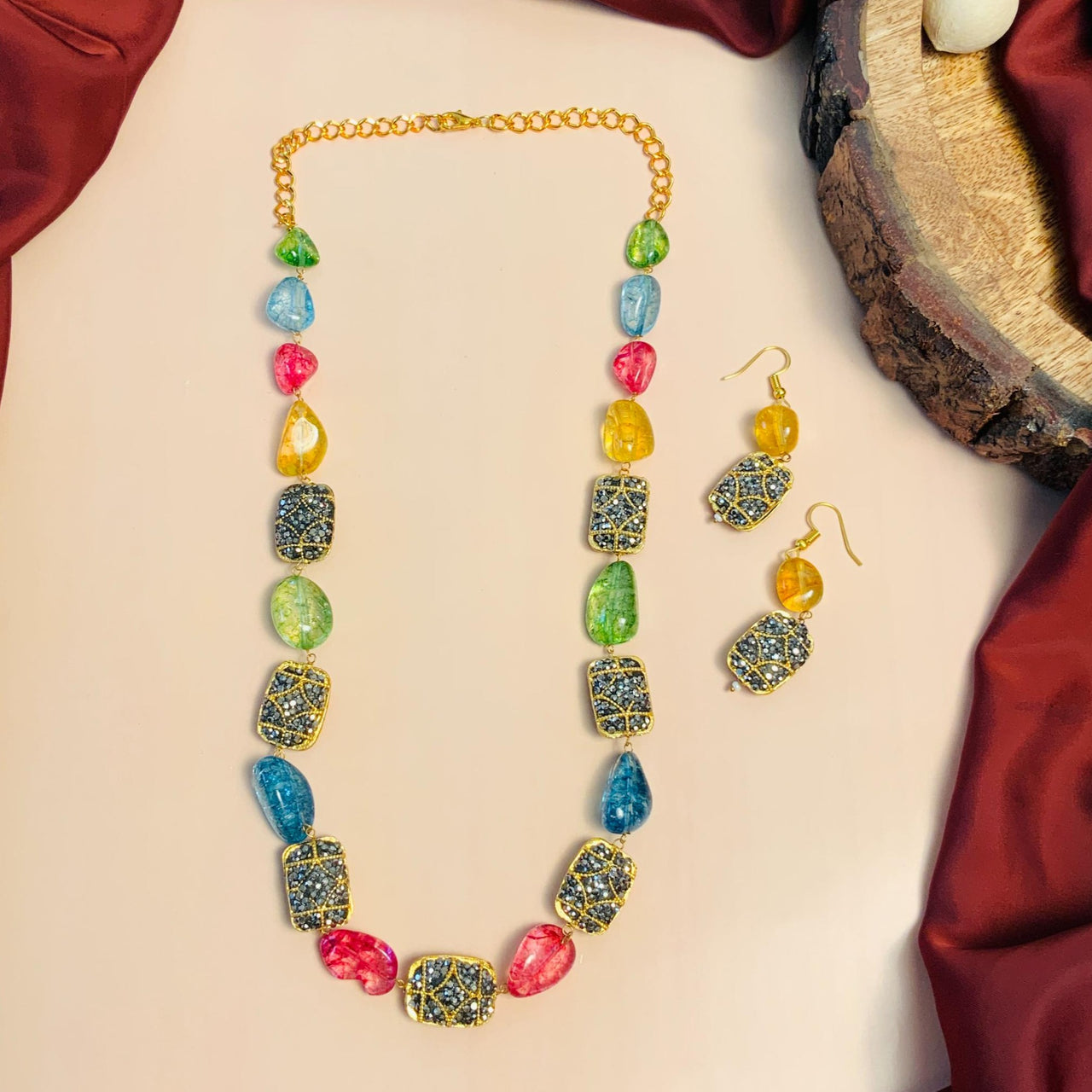 Sparkling Jaipuri multicolour Onyx Beads Mala
