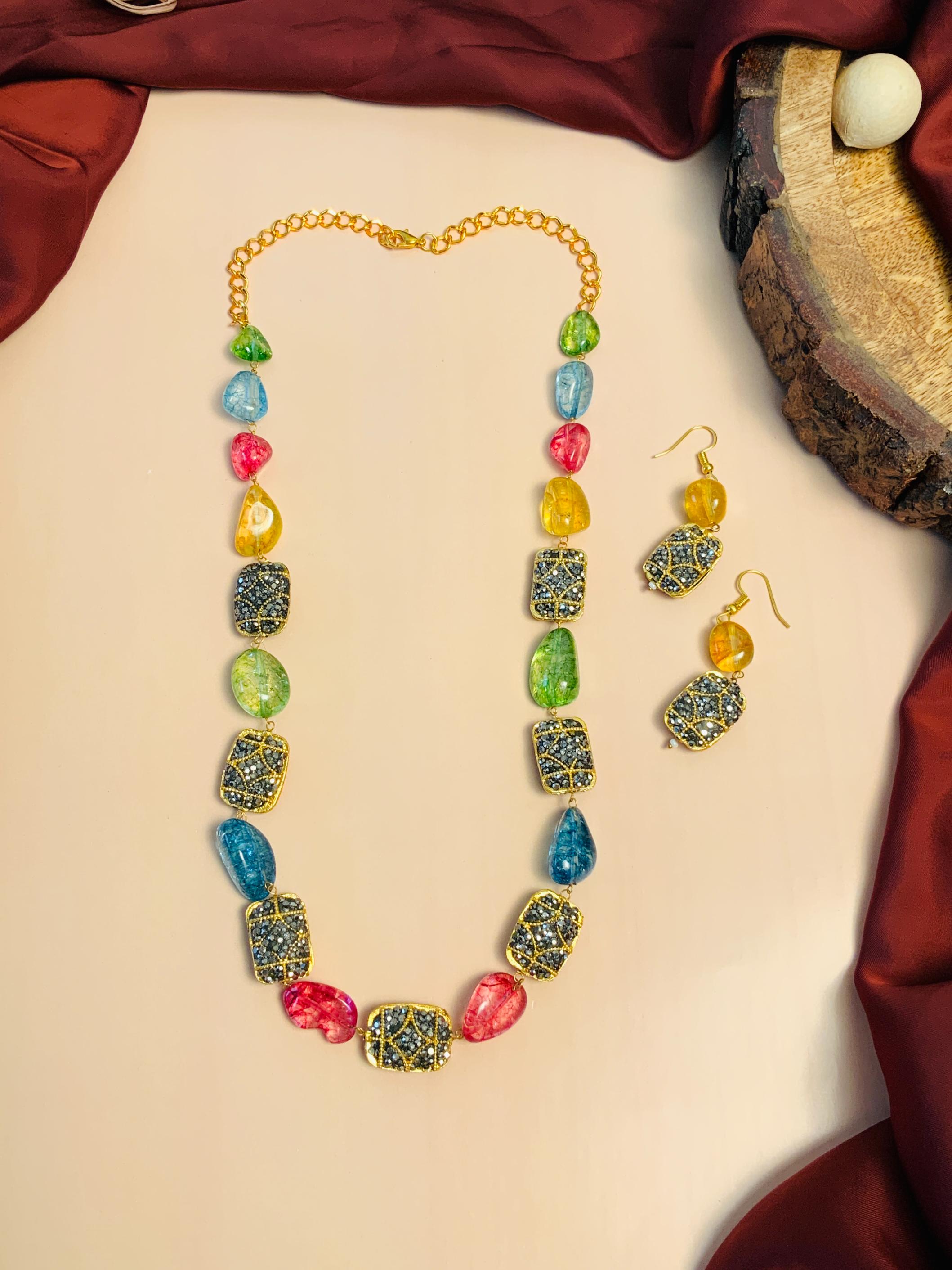 Sparkling Jaipuri multicolour Onyx Beads Mala