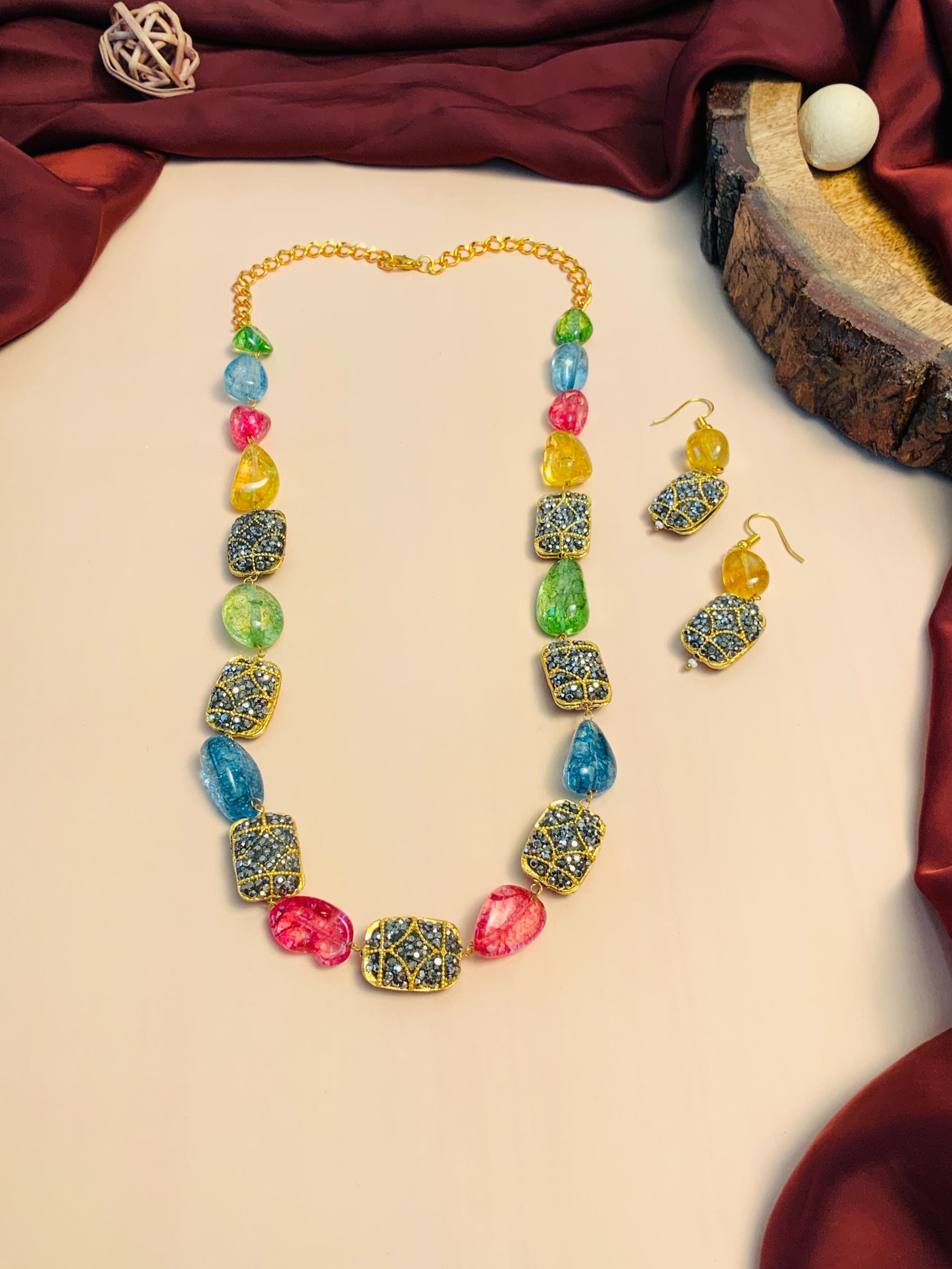 Sparkling Jaipuri multicolour Onyx Beads Mala