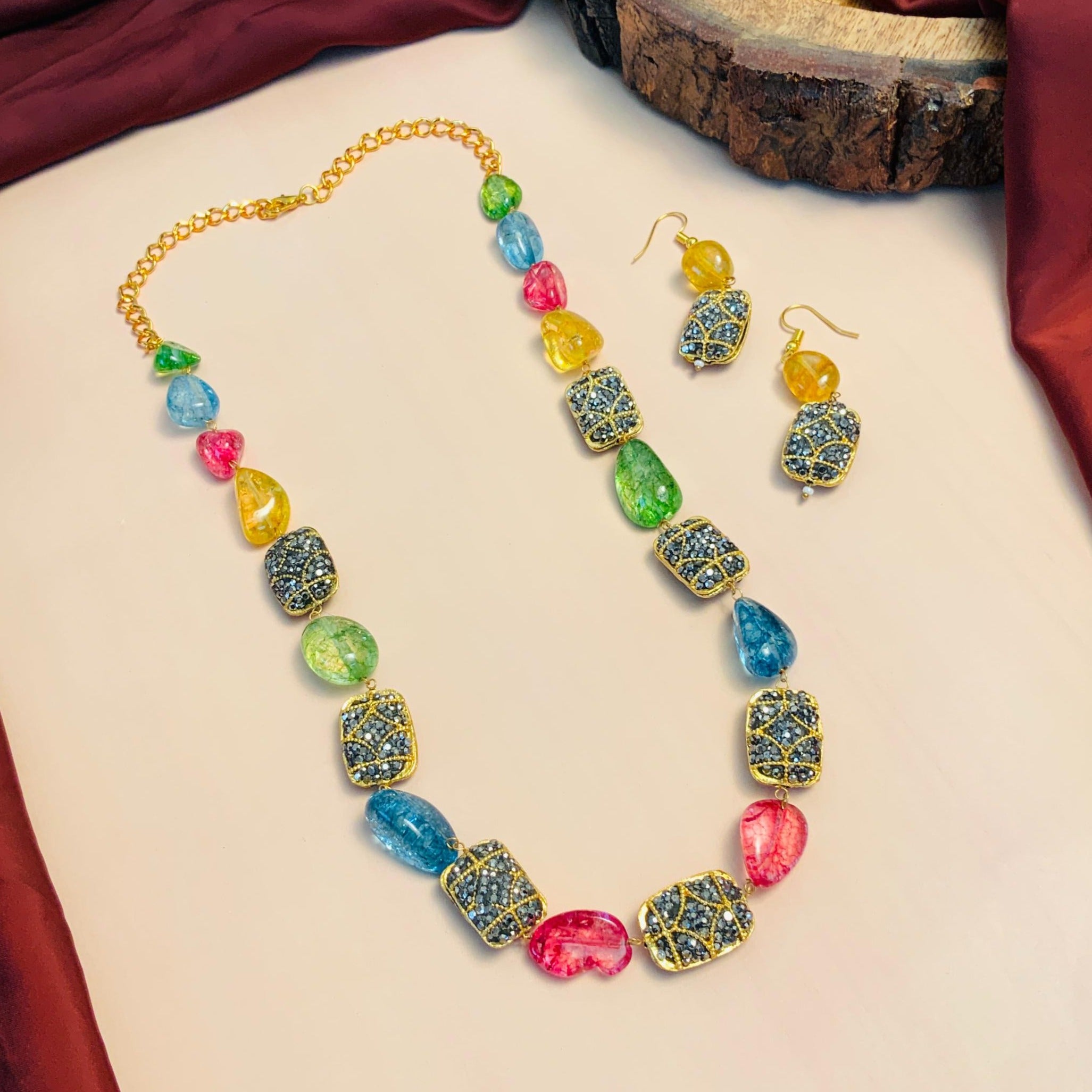 Sparkling Jaipuri multicolour Onyx Beads Mala