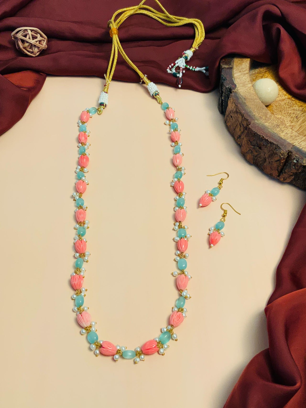Finely Crafted Pastel Tulip Beads Mala