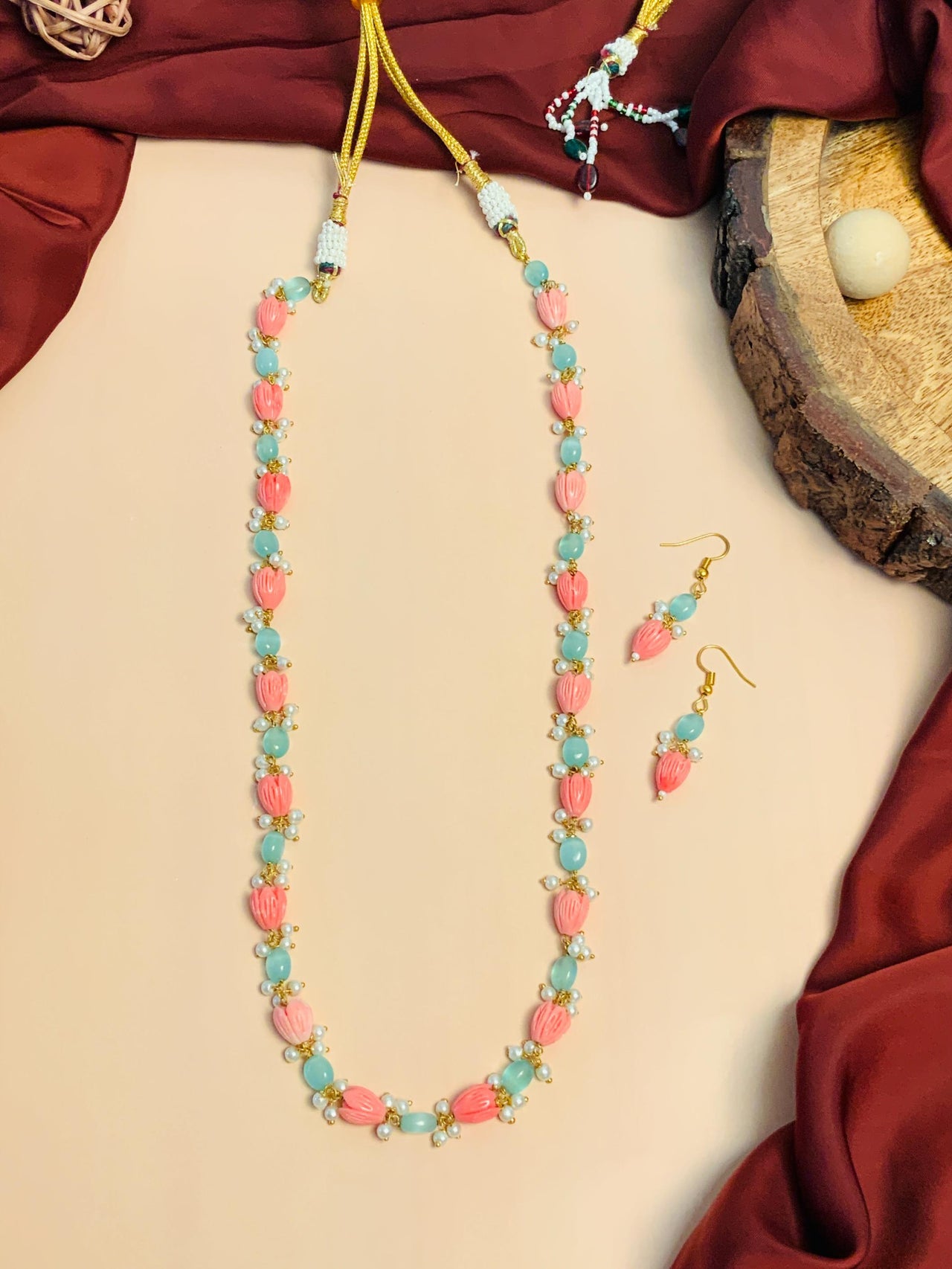 Finely Crafted Pastel Tulip Beads Mala - Abdesignsjewellery