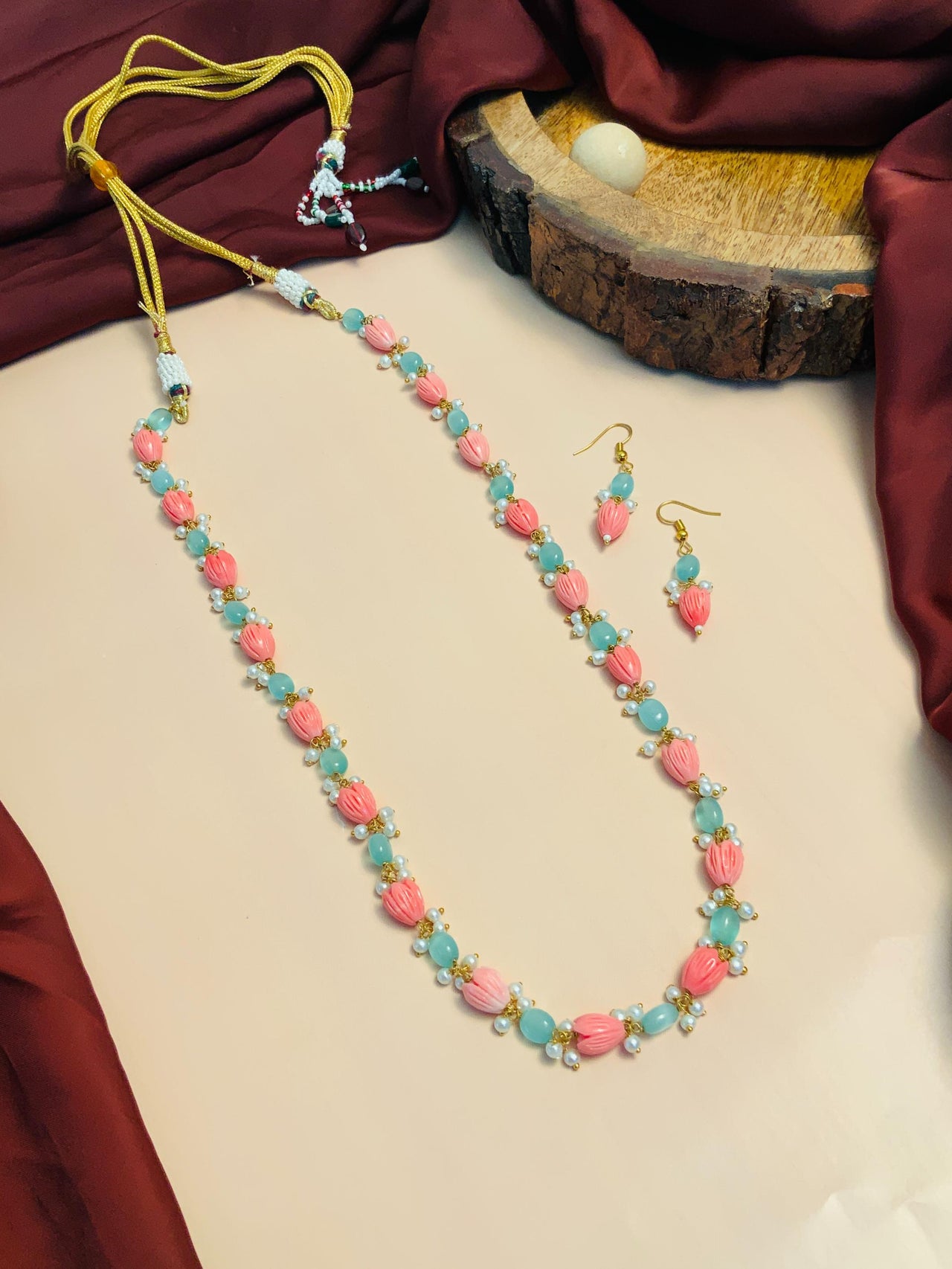 Finely Crafted Pastel Tulip Beads Mala - Abdesignsjewellery