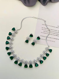 Thumbnail for Elegant Crystal American Diamond Necklace Set