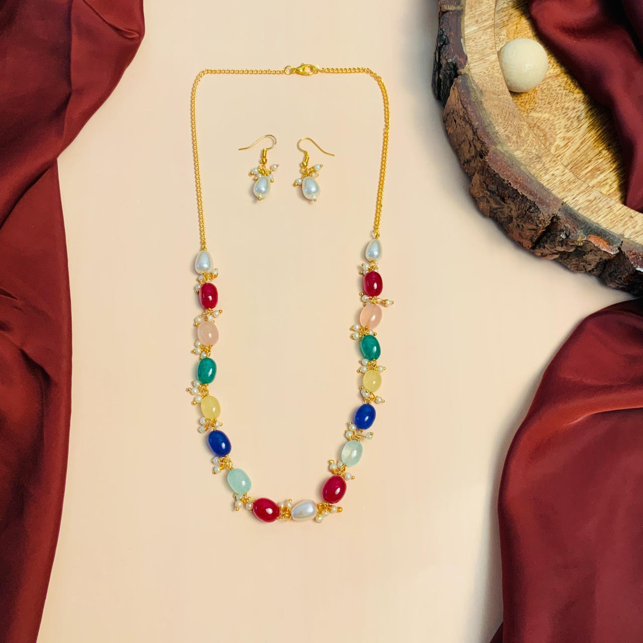 Elegant Multicolour Jaipuri Stone Mala - Abdesignsjewellery