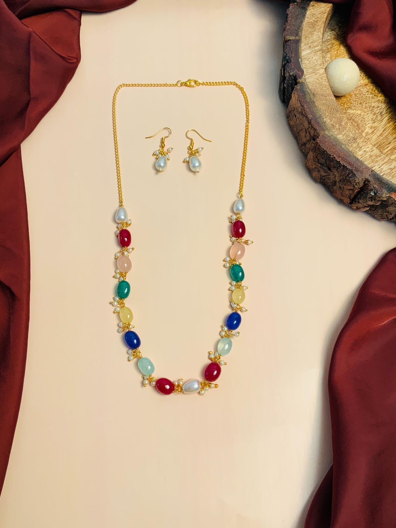Elegant Multicolour Jaipuri Stone Mala - Abdesignsjewellery