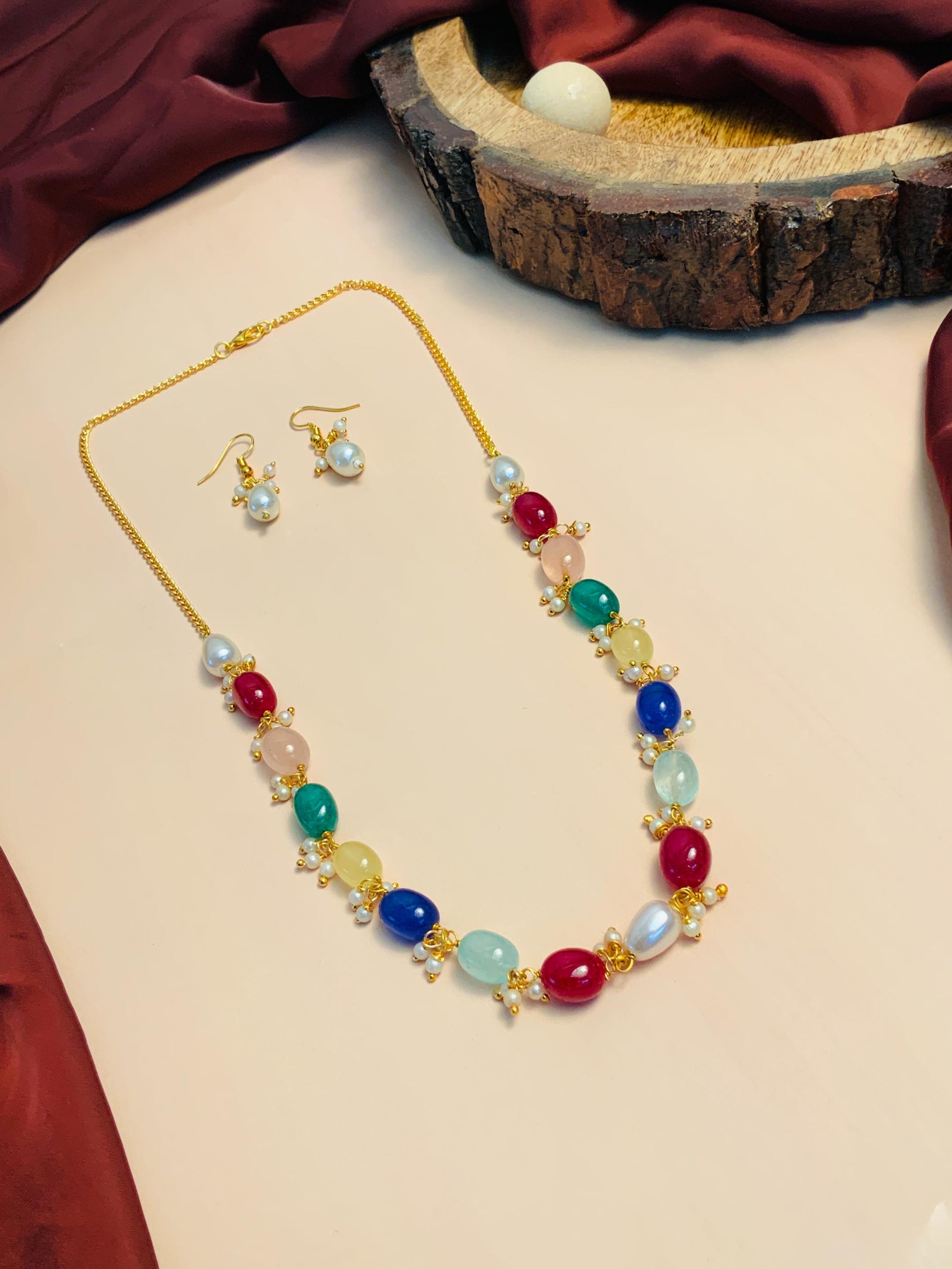 Elegant Multicolour Jaipuri Stone Mala - Abdesignsjewellery