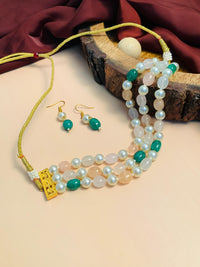 Thumbnail for Fascinating Jaipur Green Pink Beaded Choker Necklace - Abdesignsjewellery