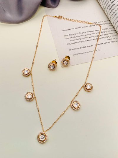Elegant Gold Plated Polki Diamond Necklace Set