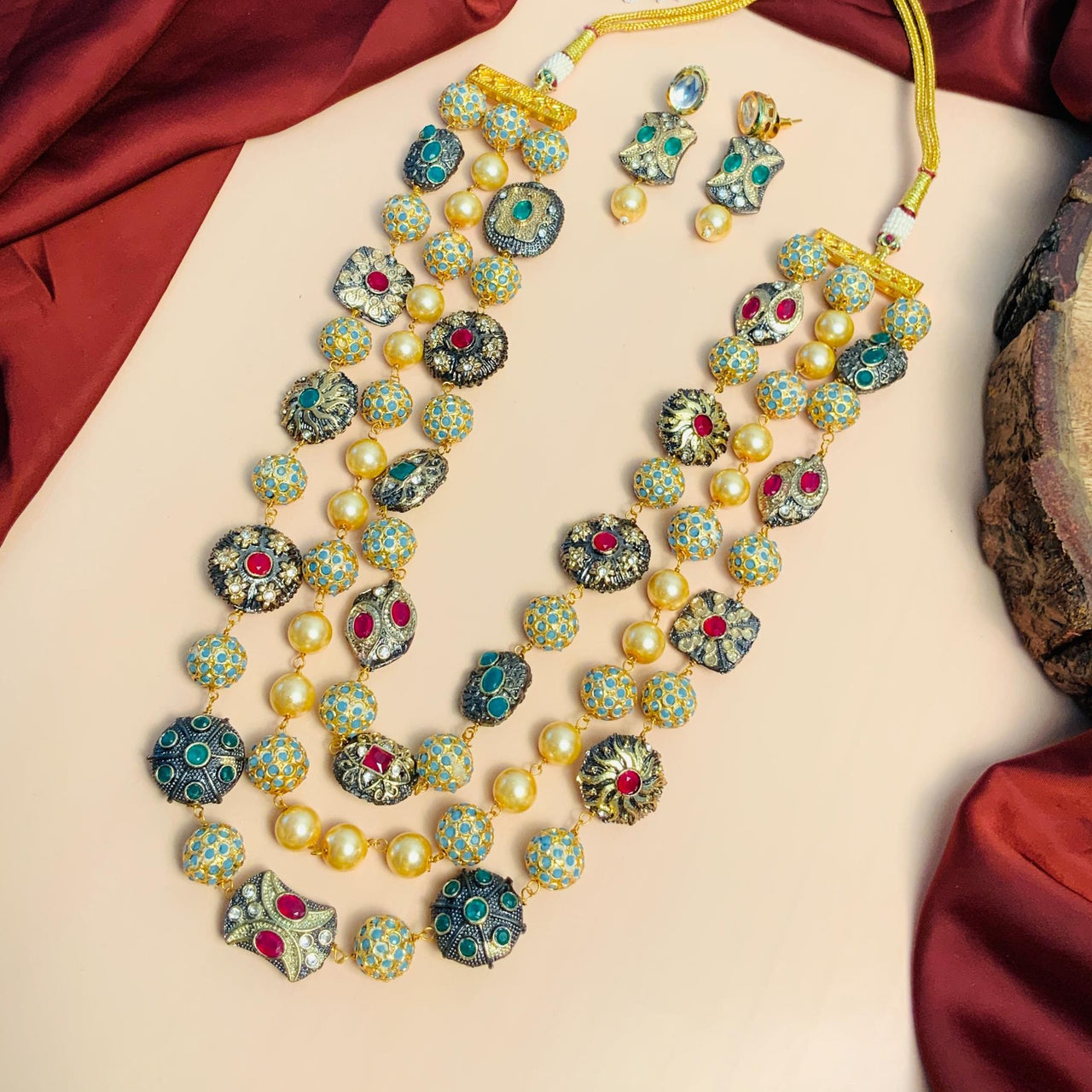 Detailed High Quality Jaipuri Beads Multilayer Mala Jewellery