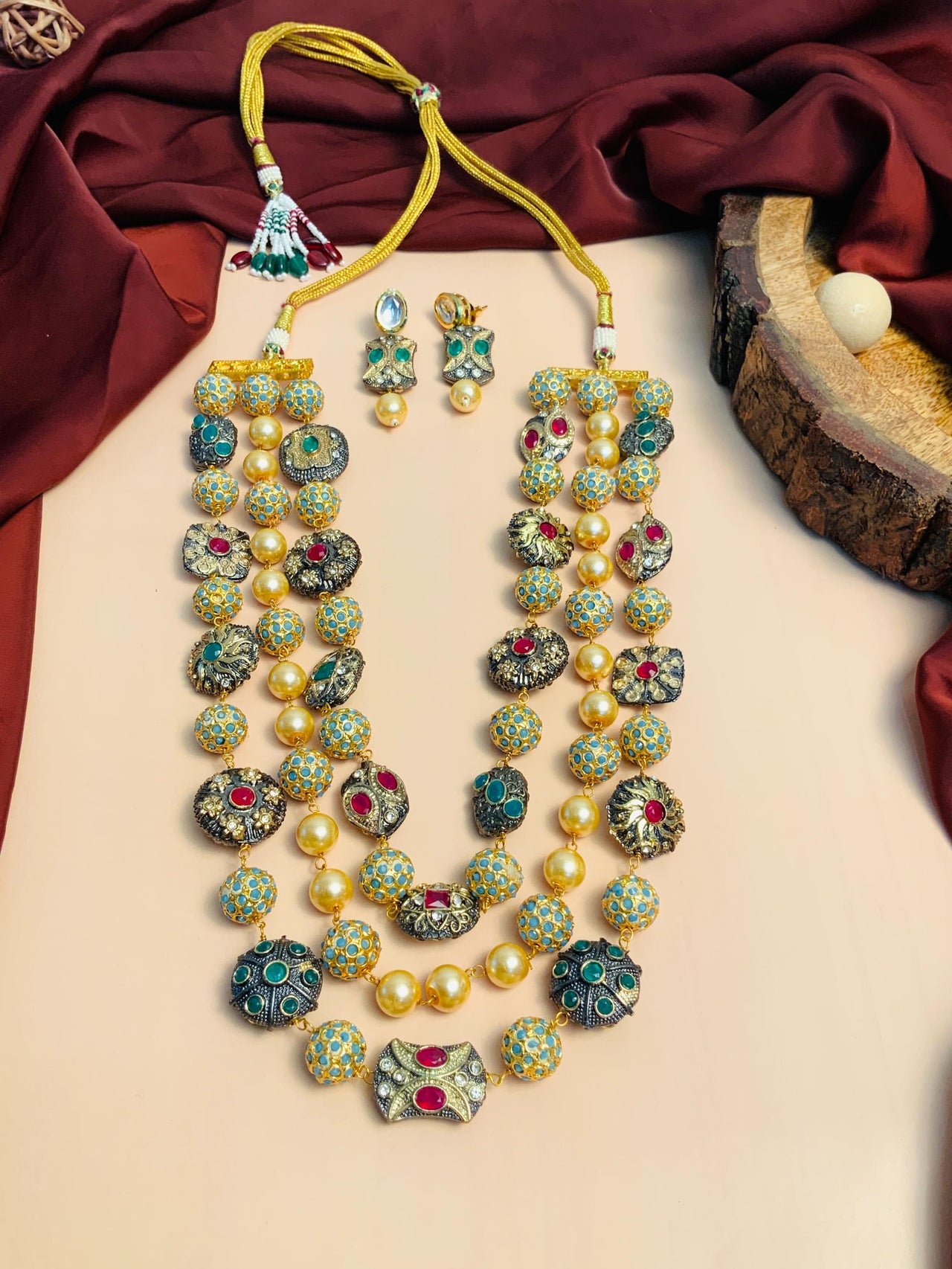 Detailed High Quality Jaipuri Beads Multilayer Mala Jewellery