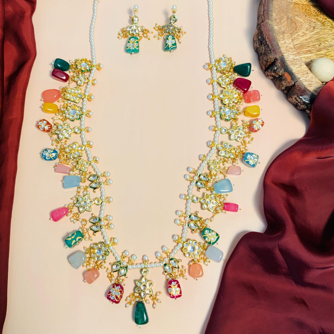 Handcrafted Multicolour Jaipuri Stone Mala - Abdesignsjewellery